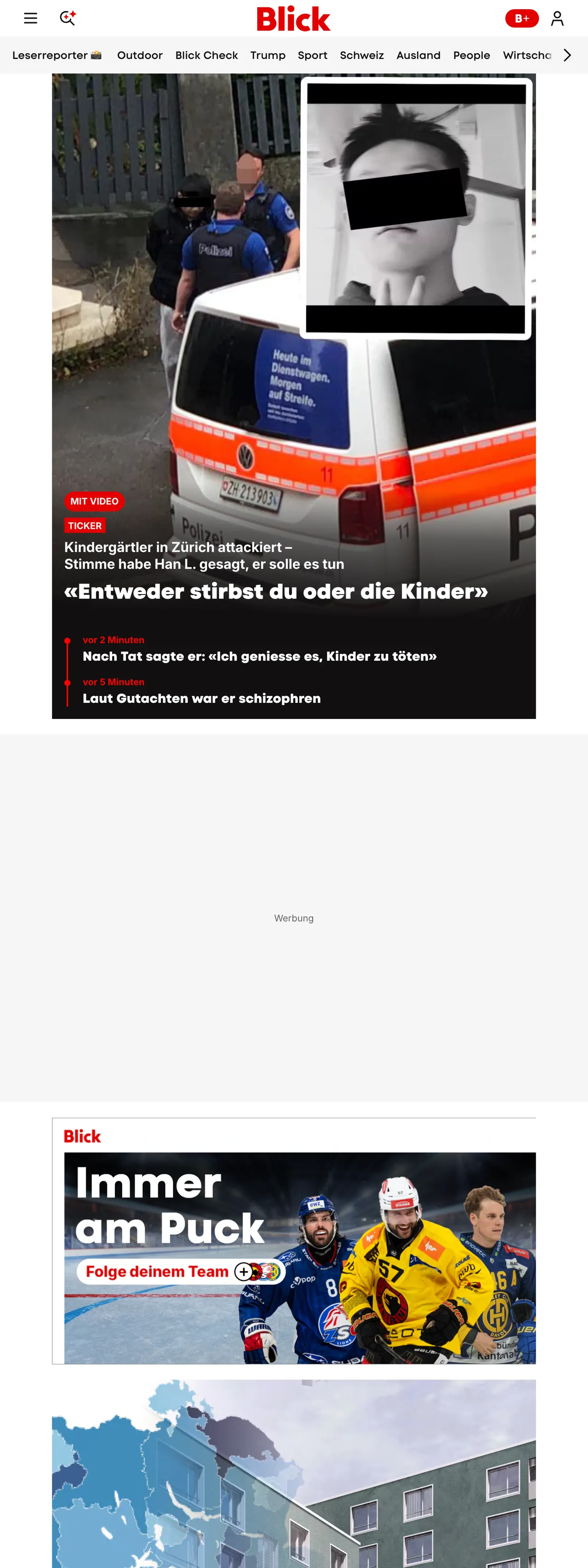 Screenshot of the Blick front page