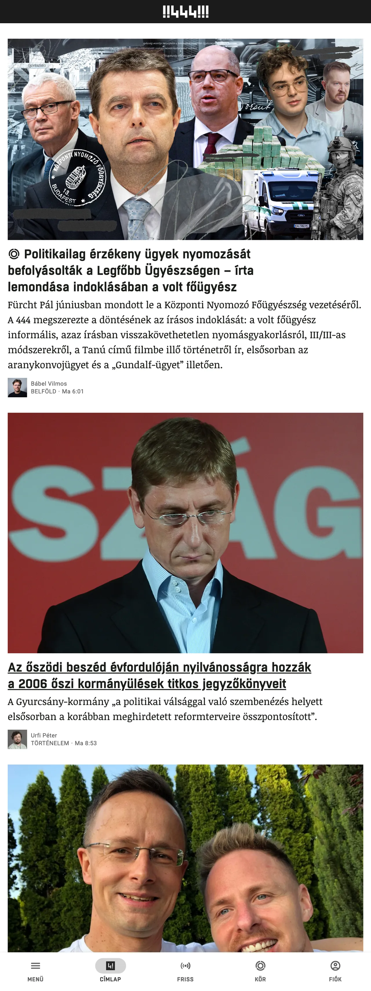 Screenshot of the 444 front page
