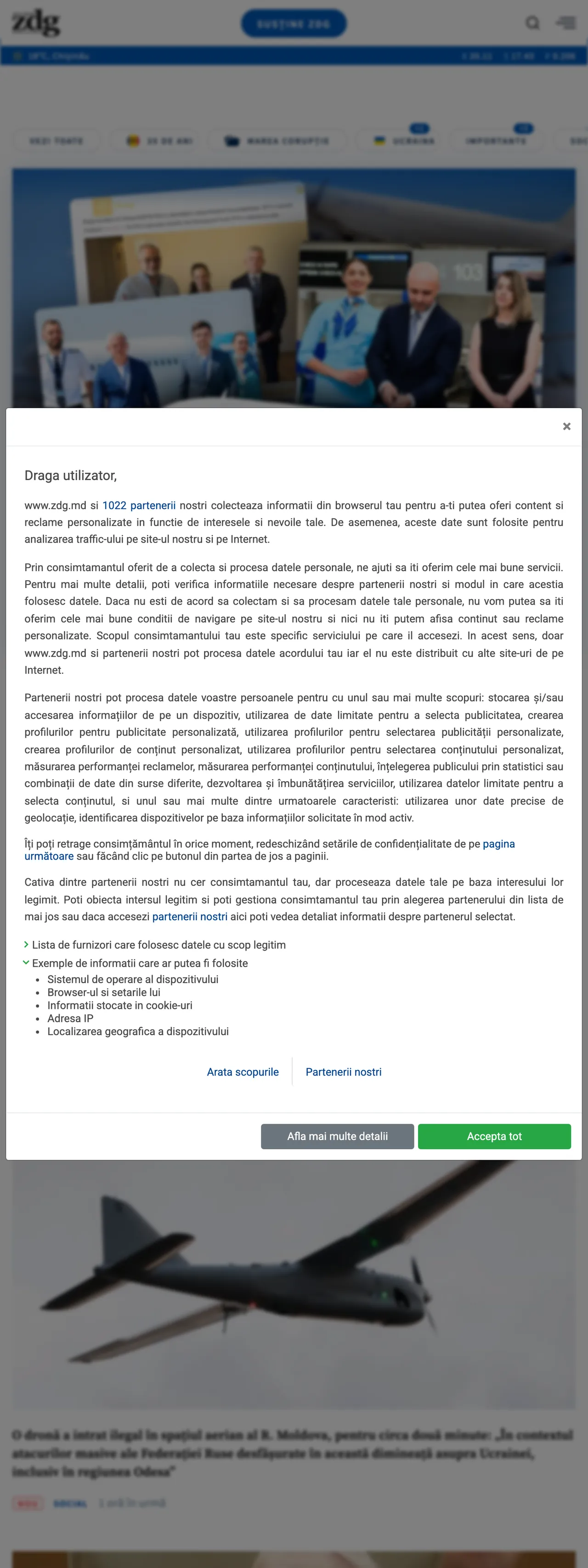 Screenshot of the Ziarul de Gardă front page