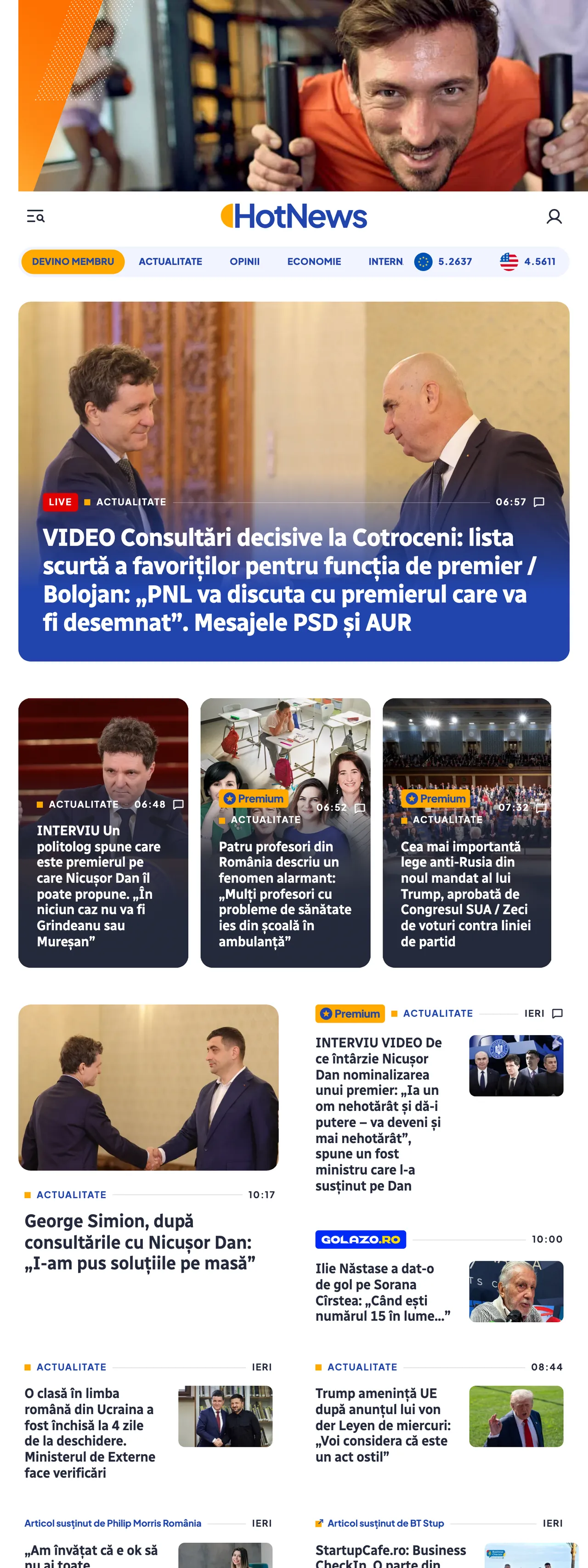 Screenshot of the HotNews.ro front page