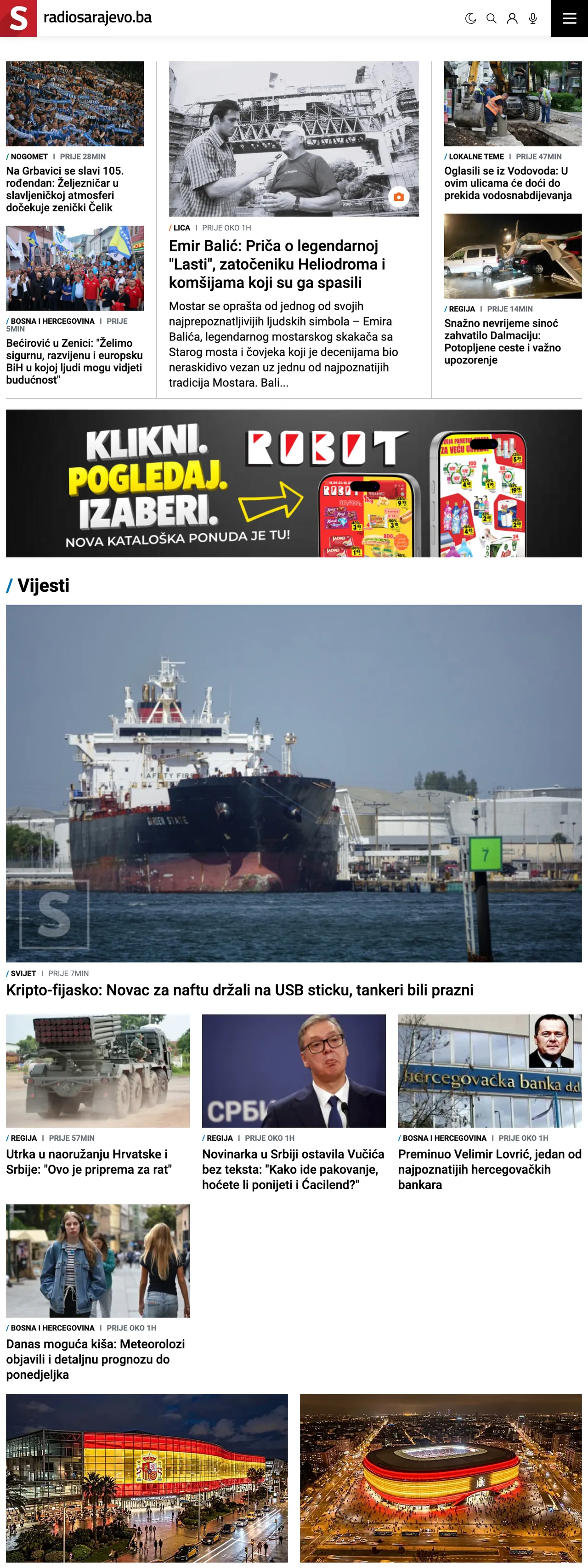 Screenshot of the Radio Sarajevo front page