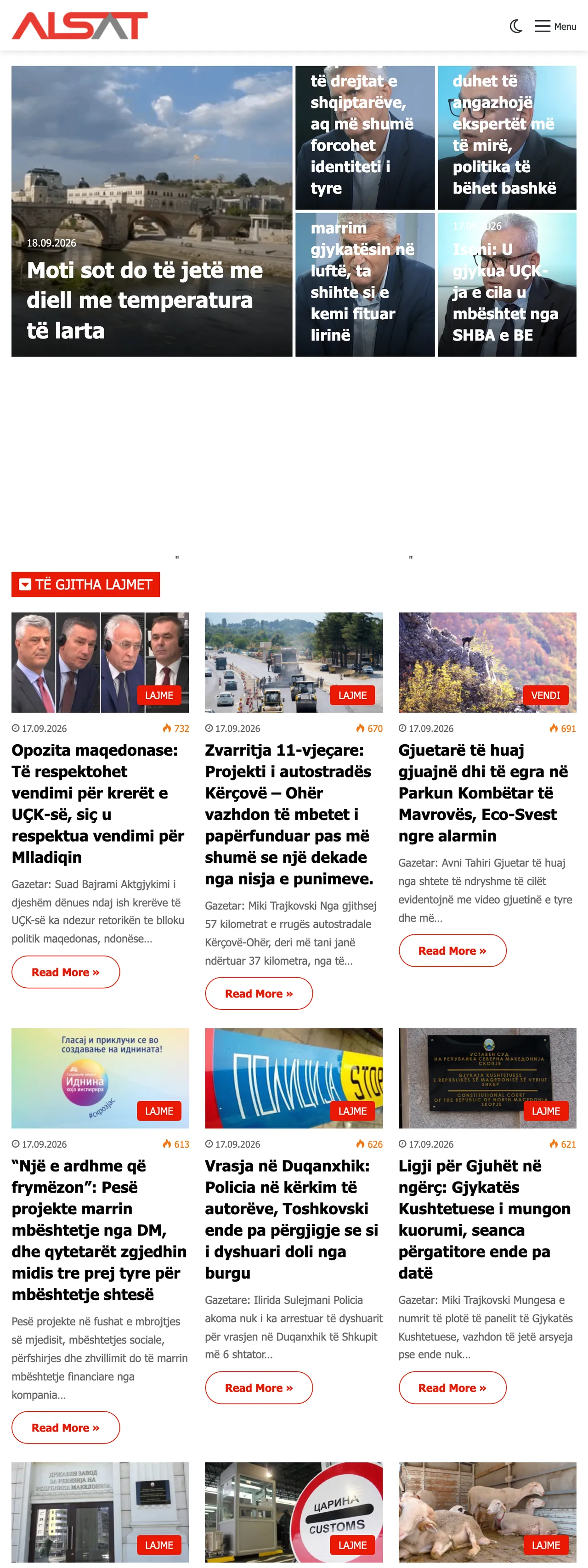 Screenshot of the ALSAT front page