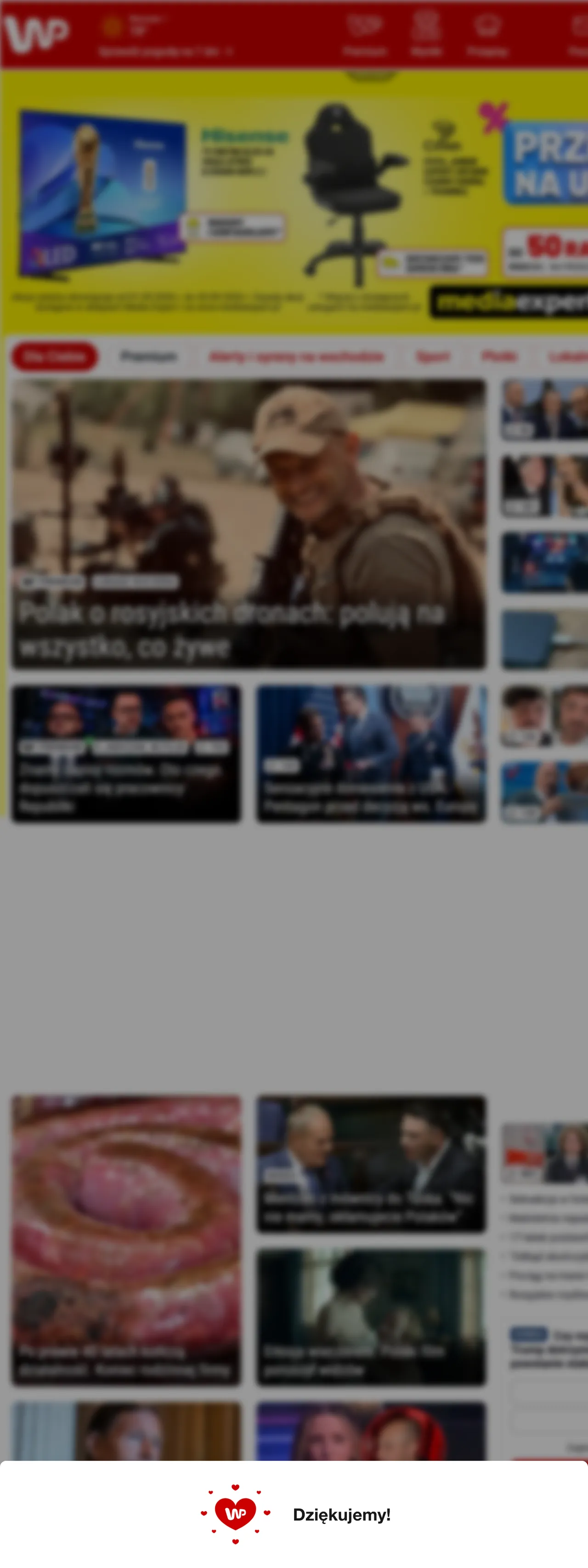 Screenshot of the Wirtualna Polska front page