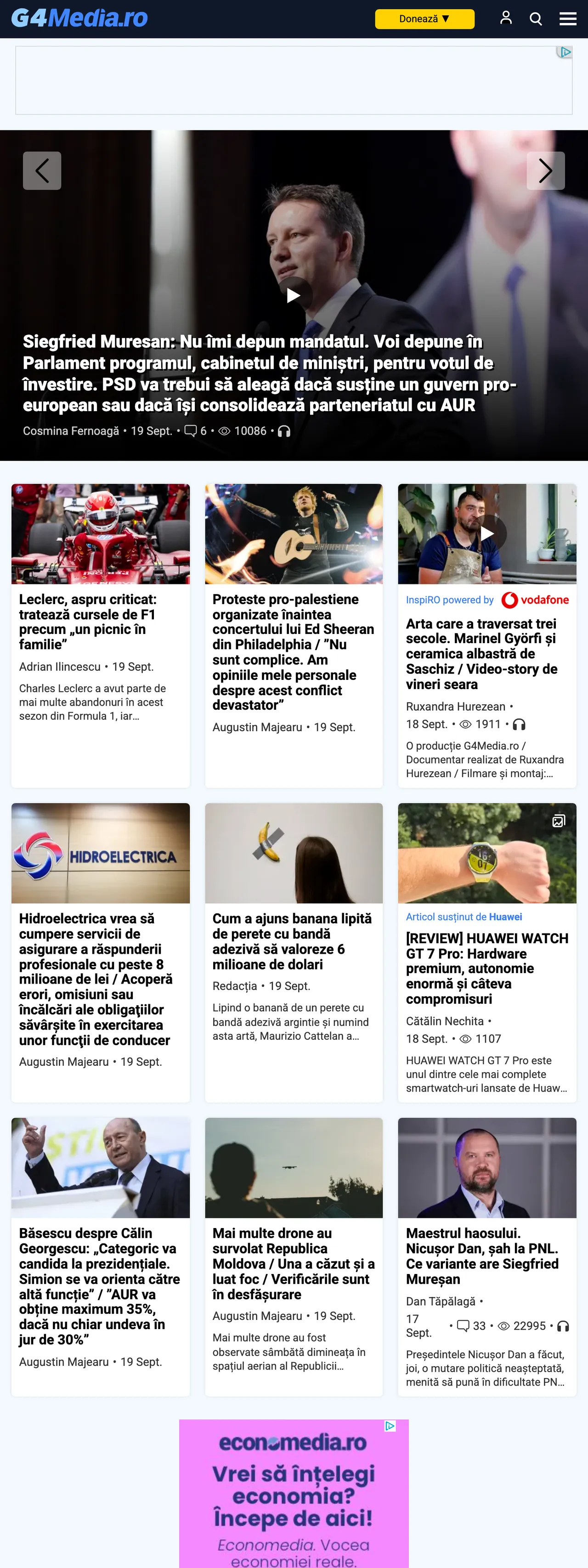 Screenshot of the G4Media front page