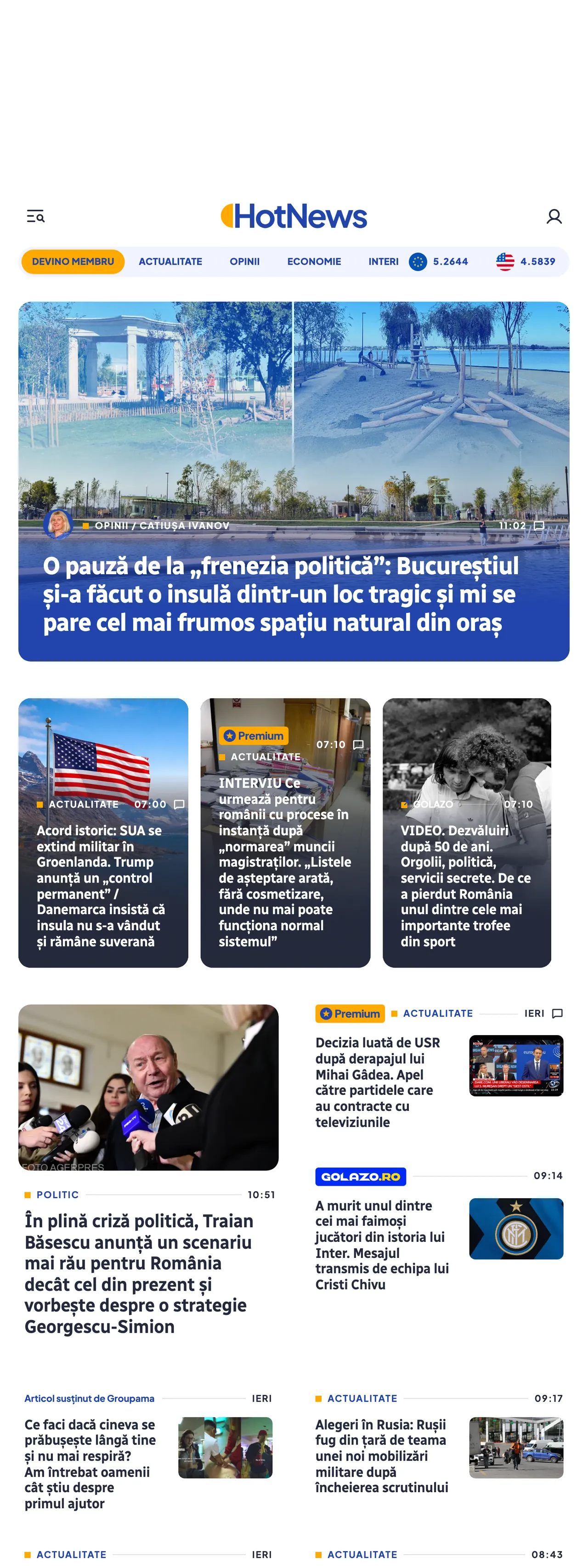 Screenshot of the HotNews.ro front page