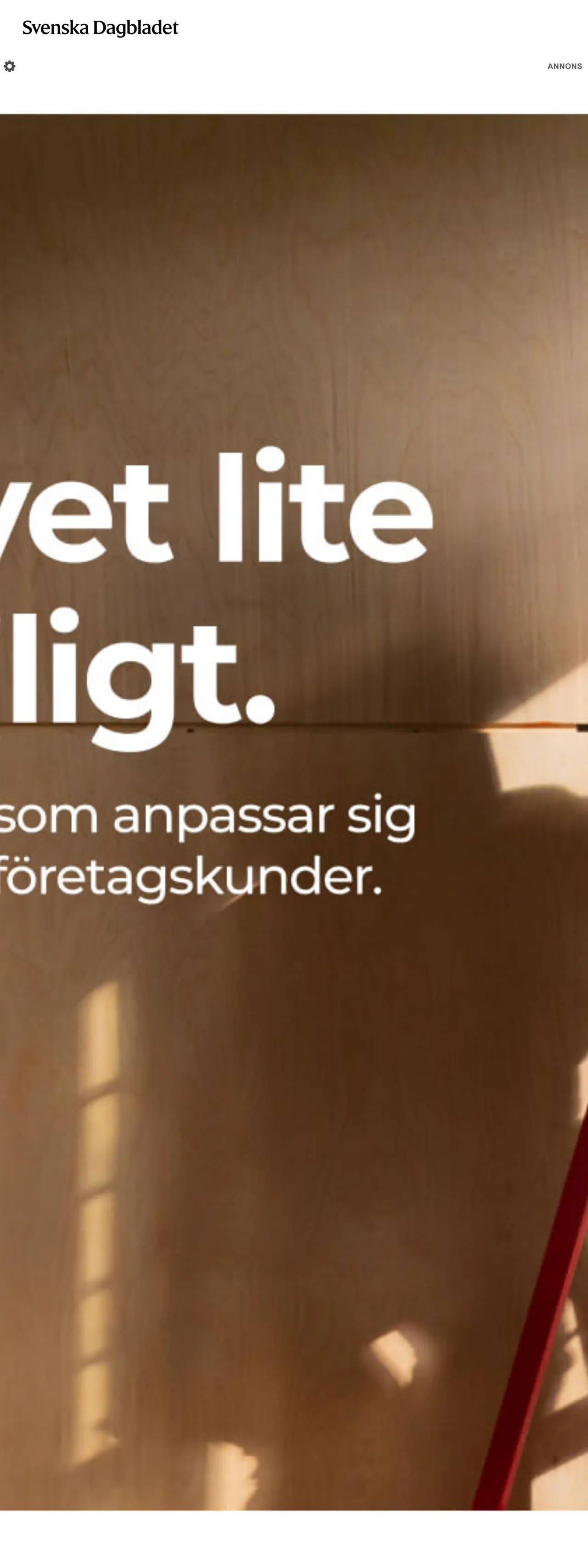 Screenshot of the Svenska Dagbladet front page