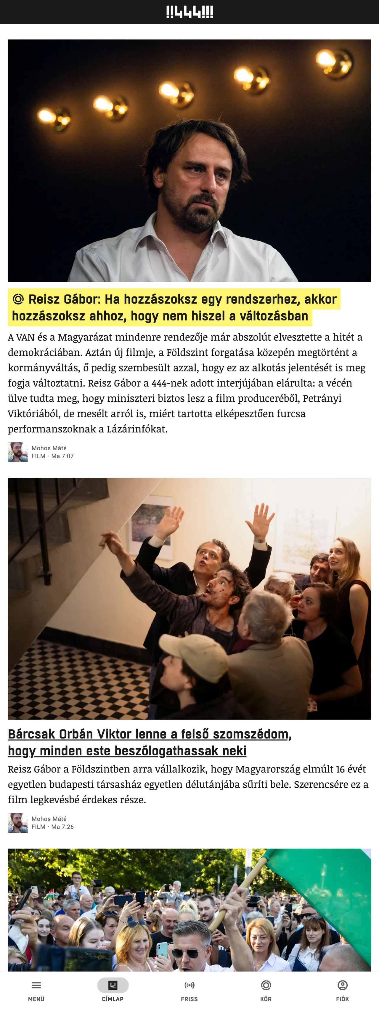 Screenshot of the 444 front page