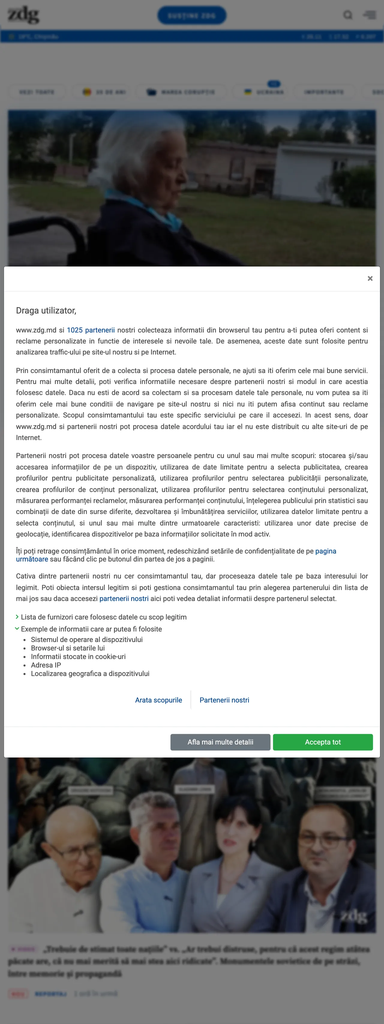 Screenshot of the Ziarul de Gardă front page