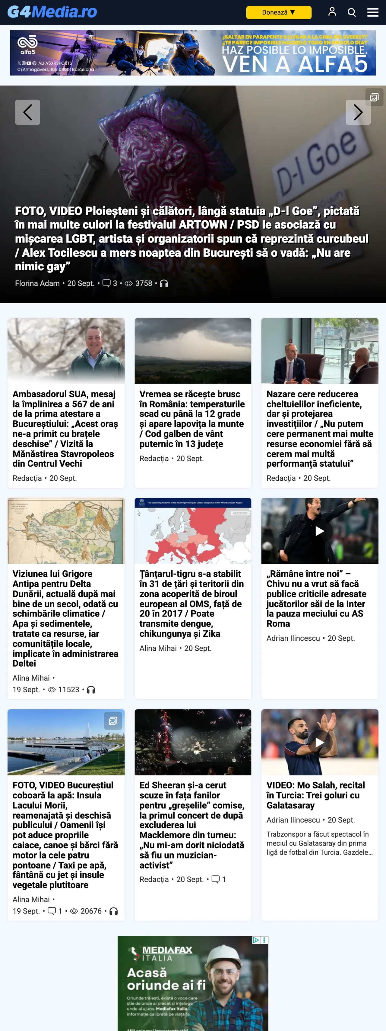 Screenshot of the G4Media front page