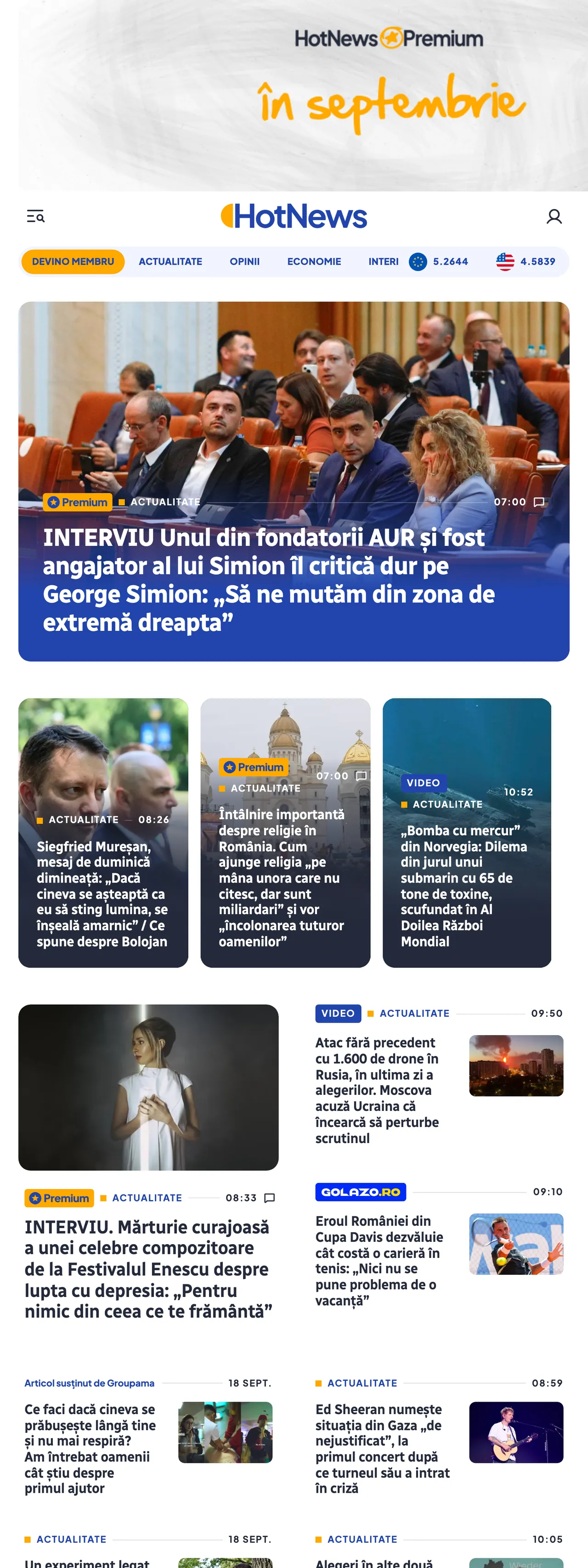 Screenshot of the HotNews.ro front page