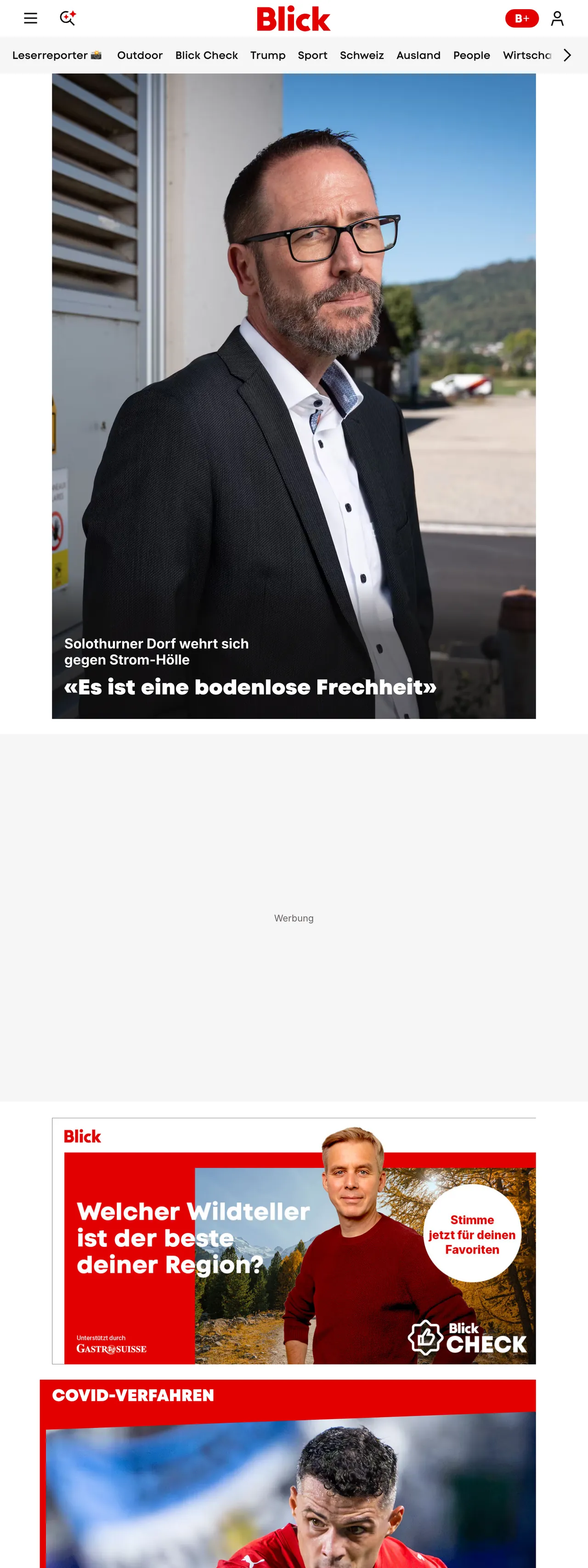 Screenshot of the Blick front page