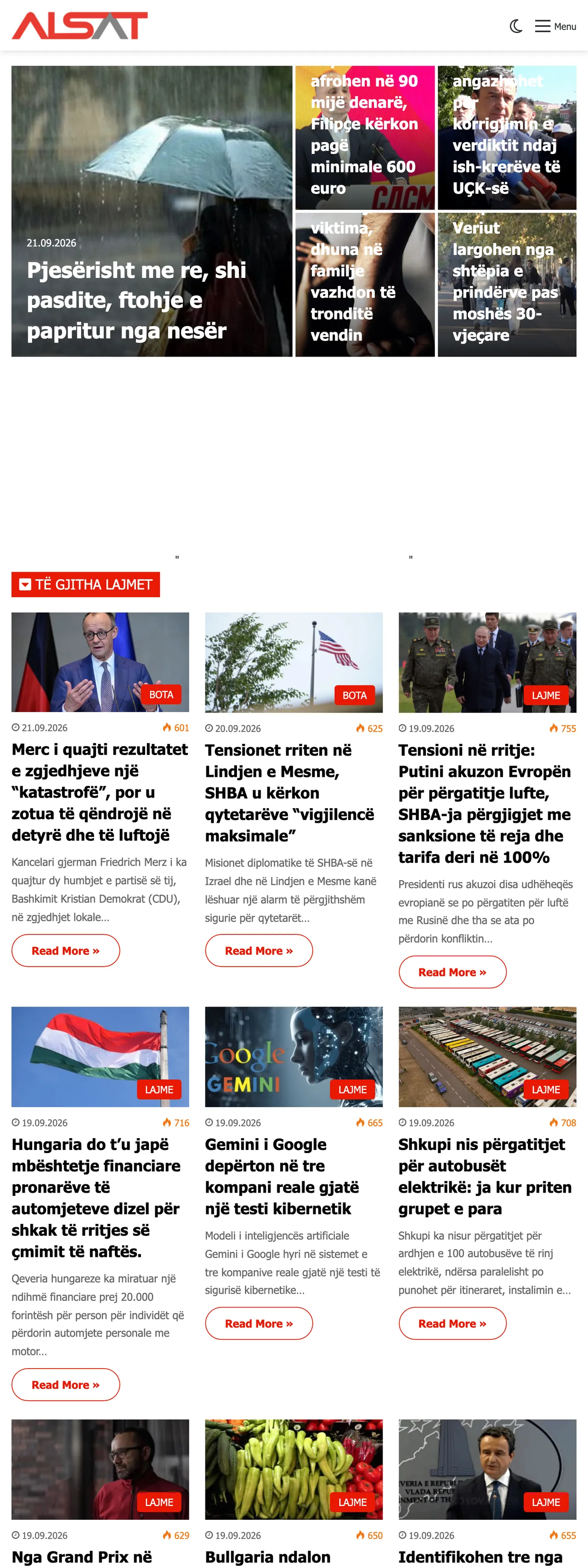 Screenshot of the ALSAT front page