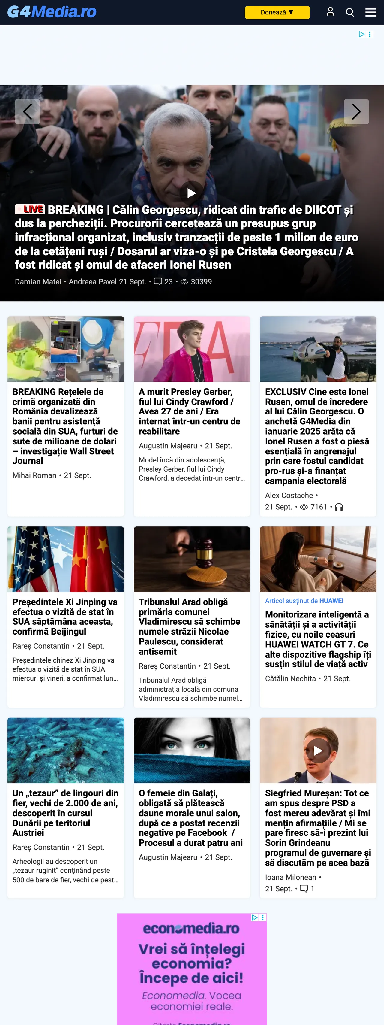Screenshot of the G4Media front page
