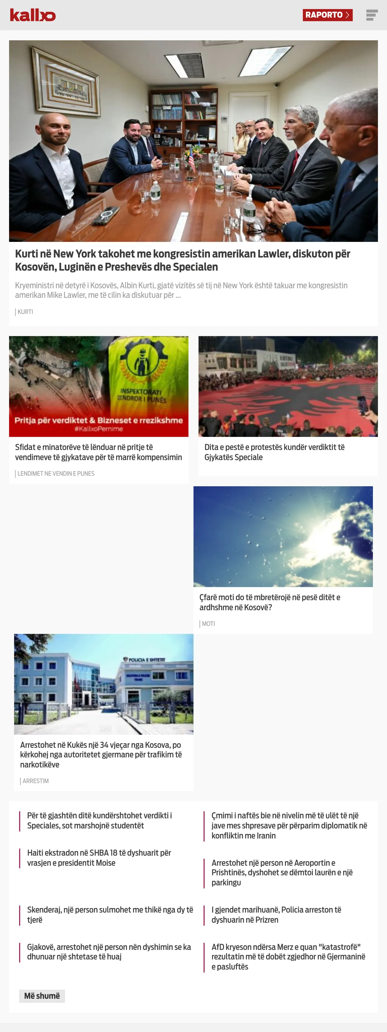 Screenshot of the Kallxo front page