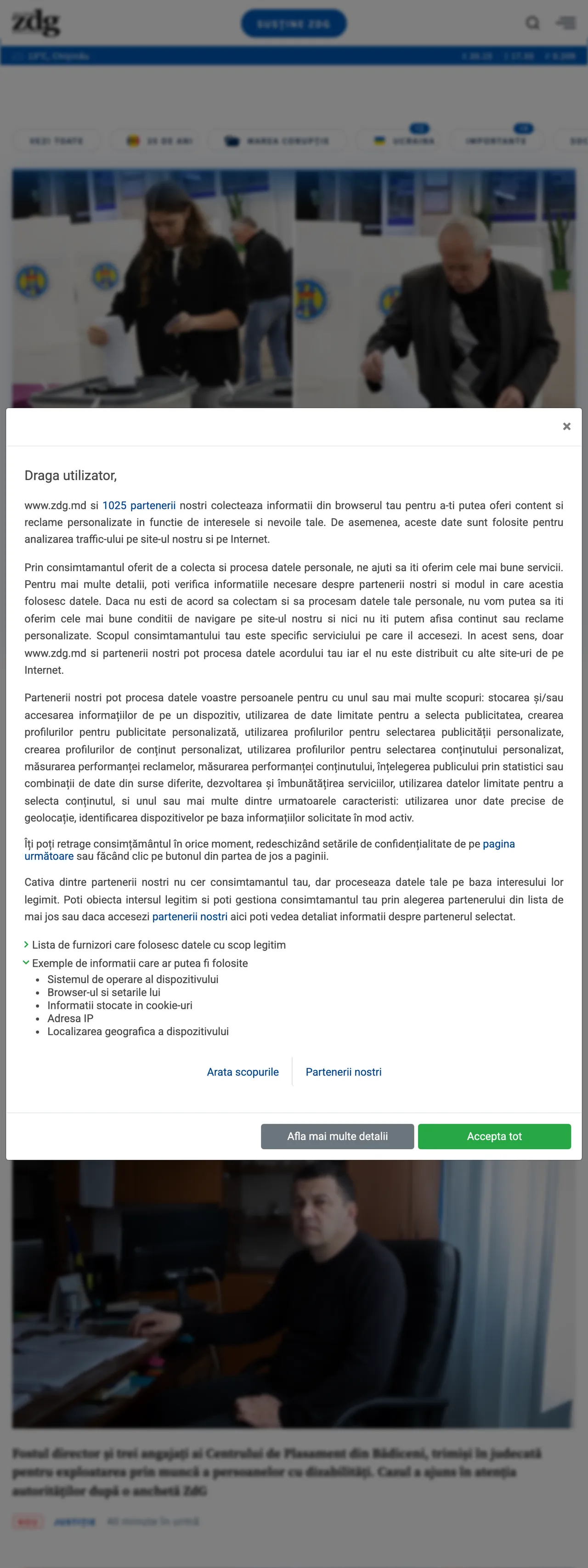 Screenshot of the Ziarul de Gardă front page