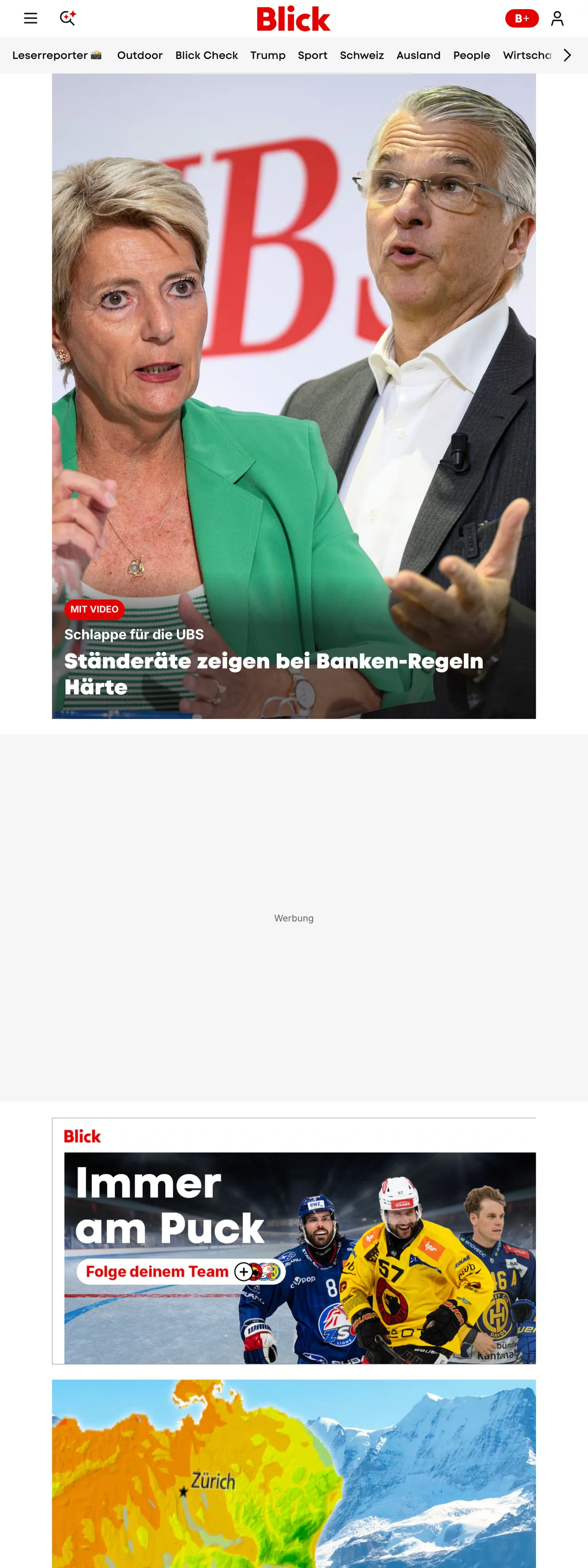 Screenshot of the Blick front page