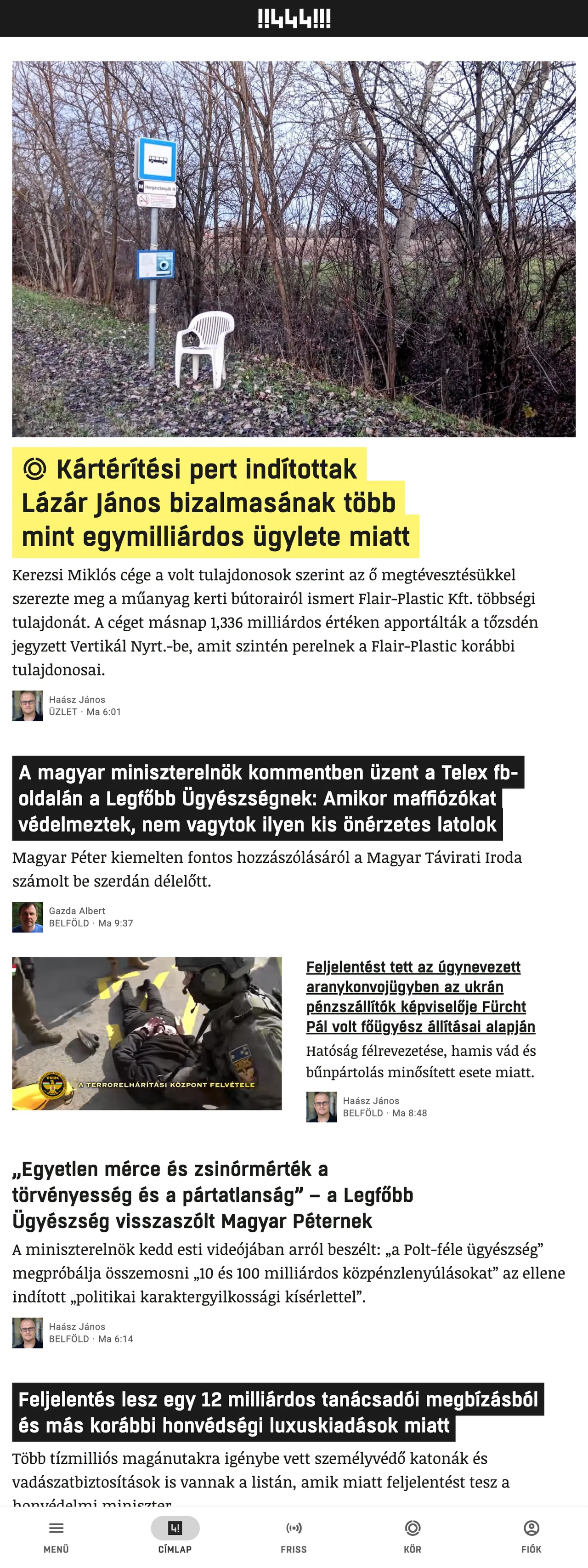 Screenshot of the 444 front page