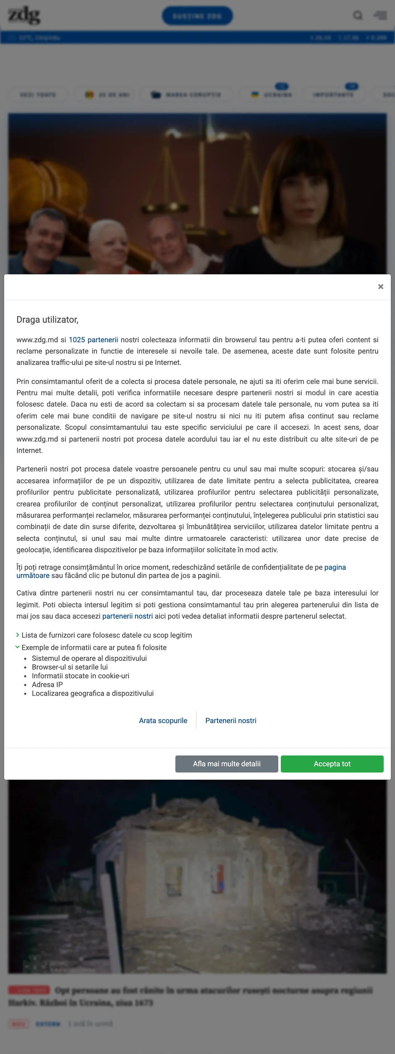 Screenshot of the Ziarul de Gardă front page