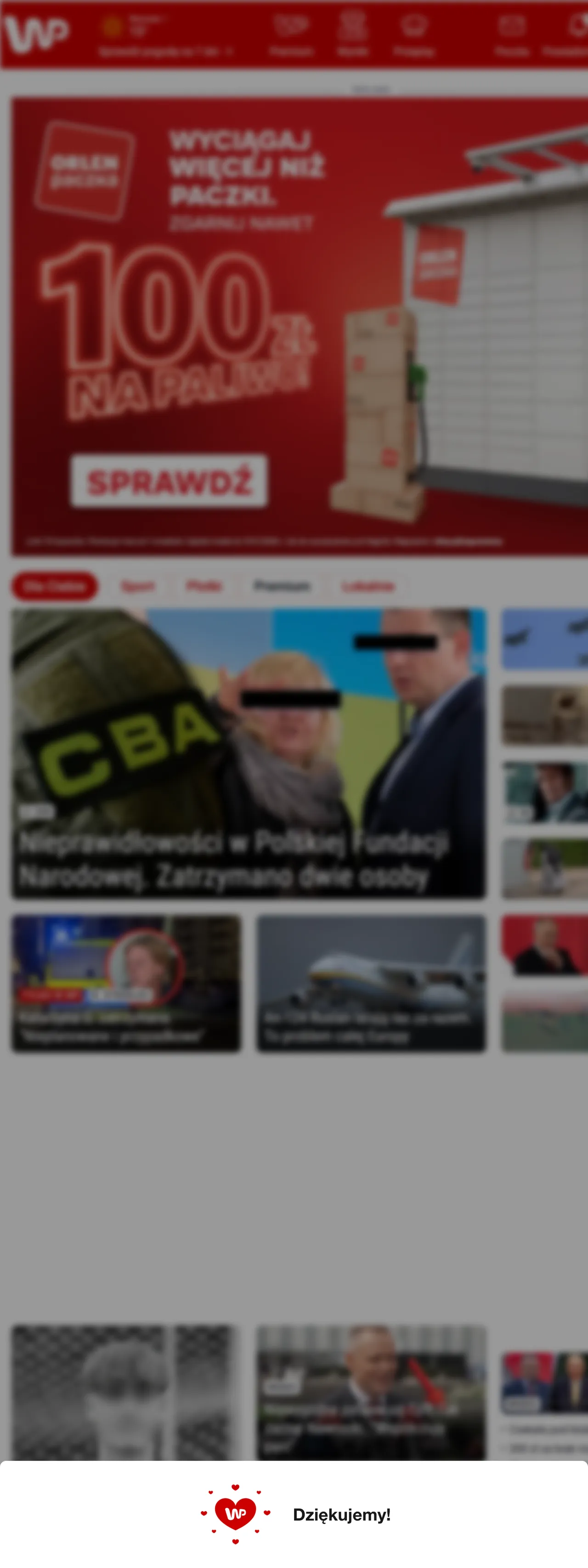 Screenshot of the Wirtualna Polska front page