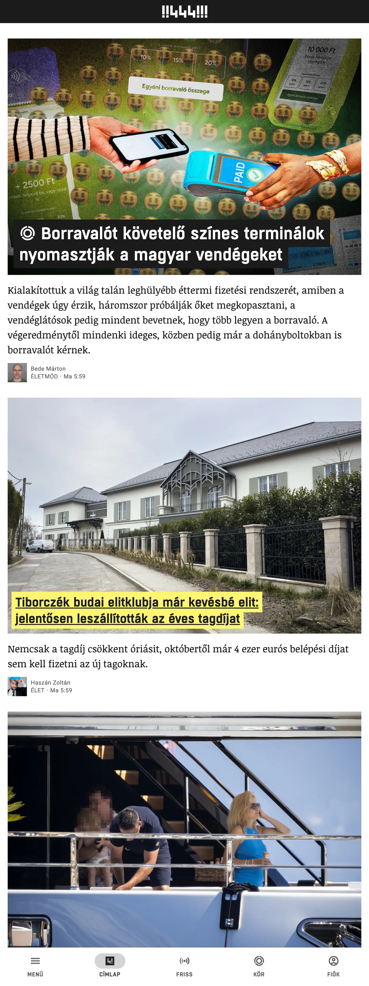 Screenshot of the 444 front page