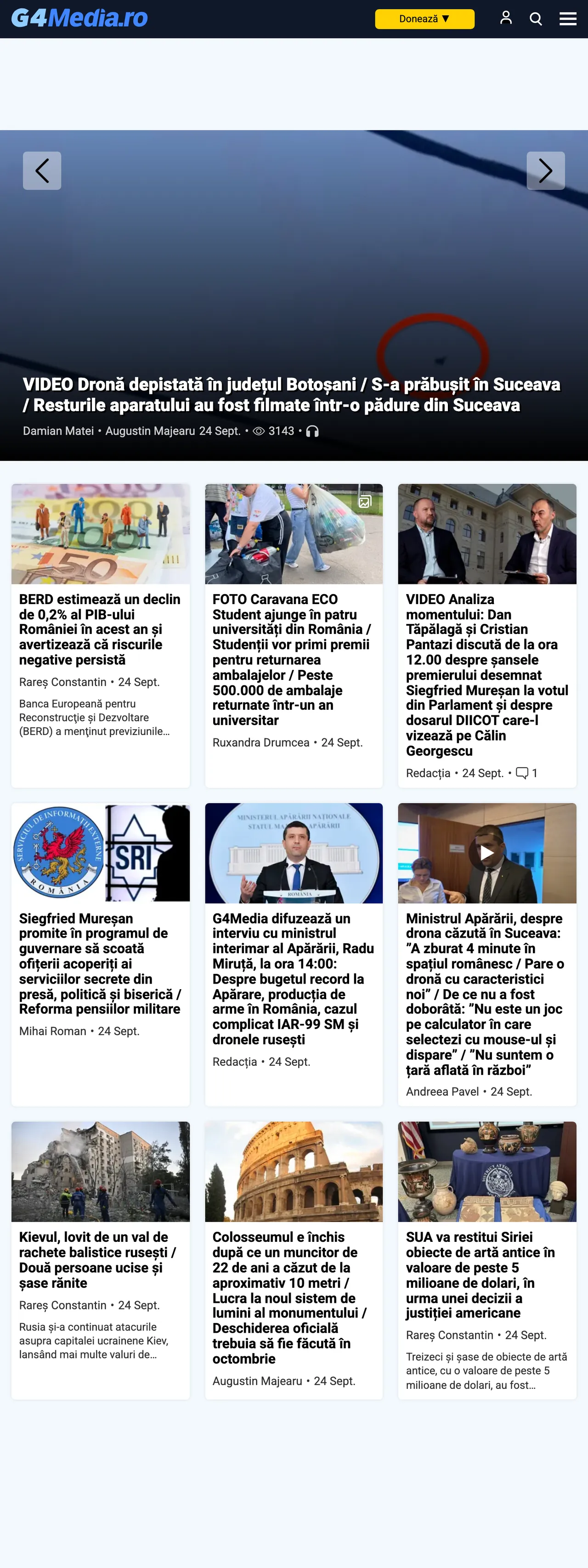 Screenshot of the G4Media front page