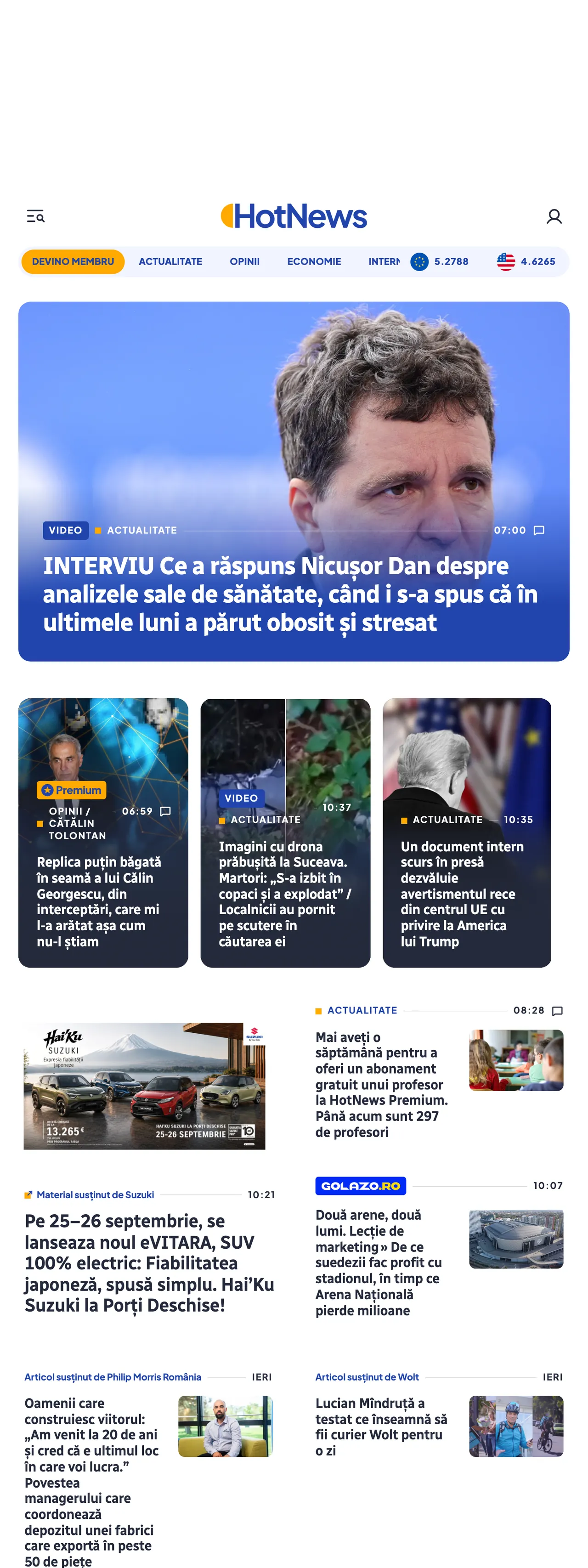 Screenshot of the HotNews.ro front page