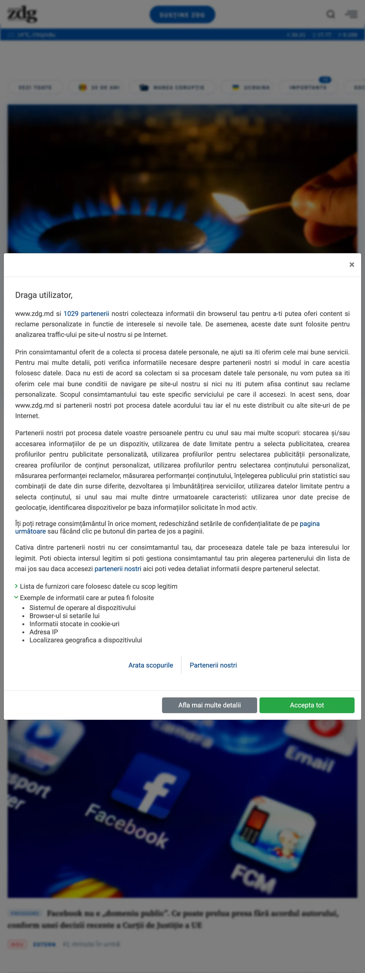 Screenshot of the Ziarul de Gardă front page