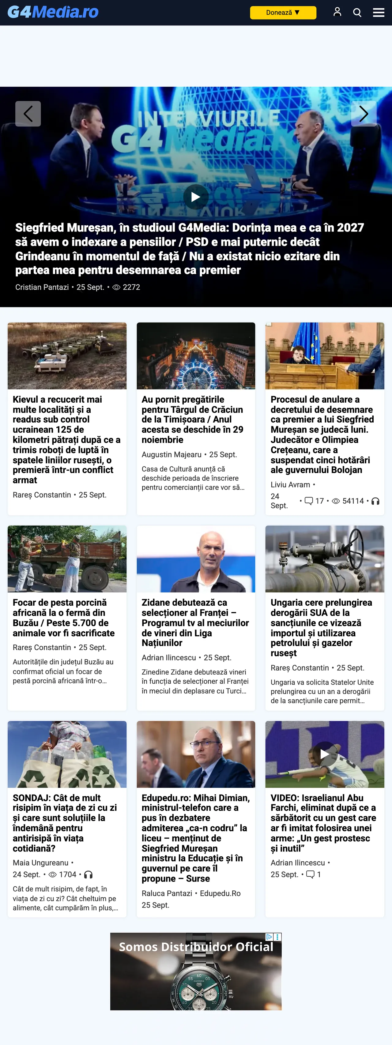 Screenshot of the G4Media front page