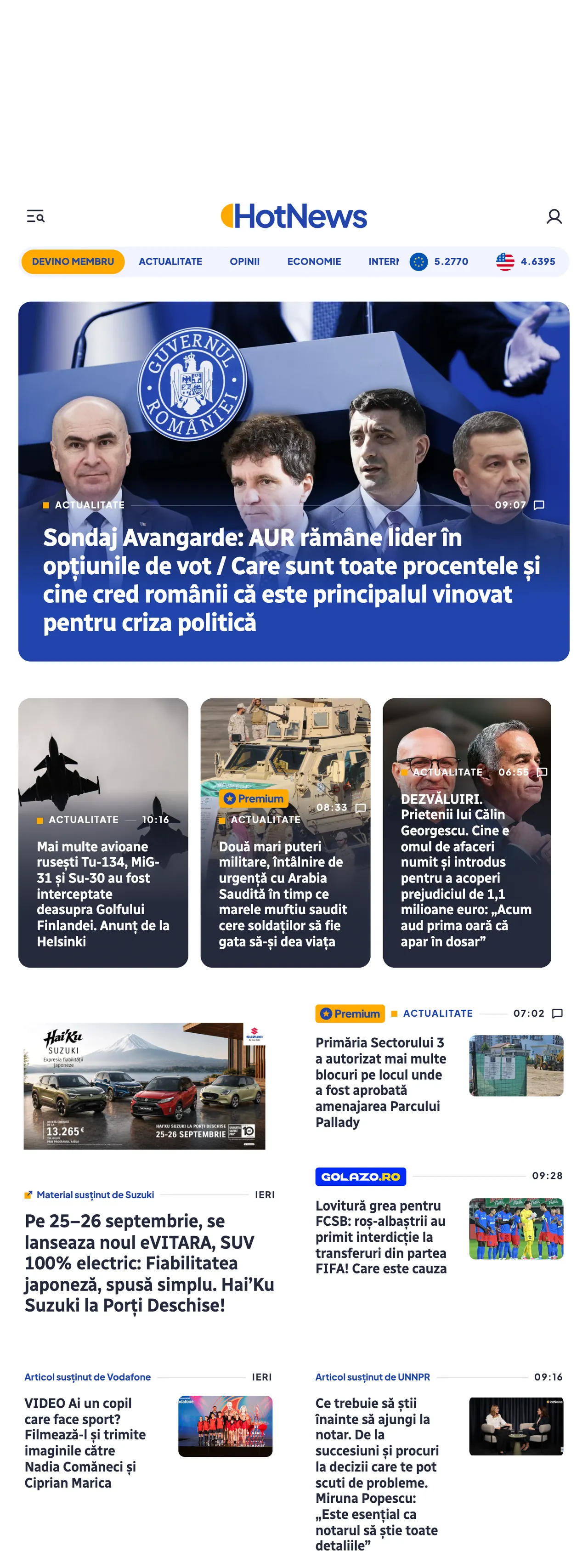 Screenshot of the HotNews.ro front page
