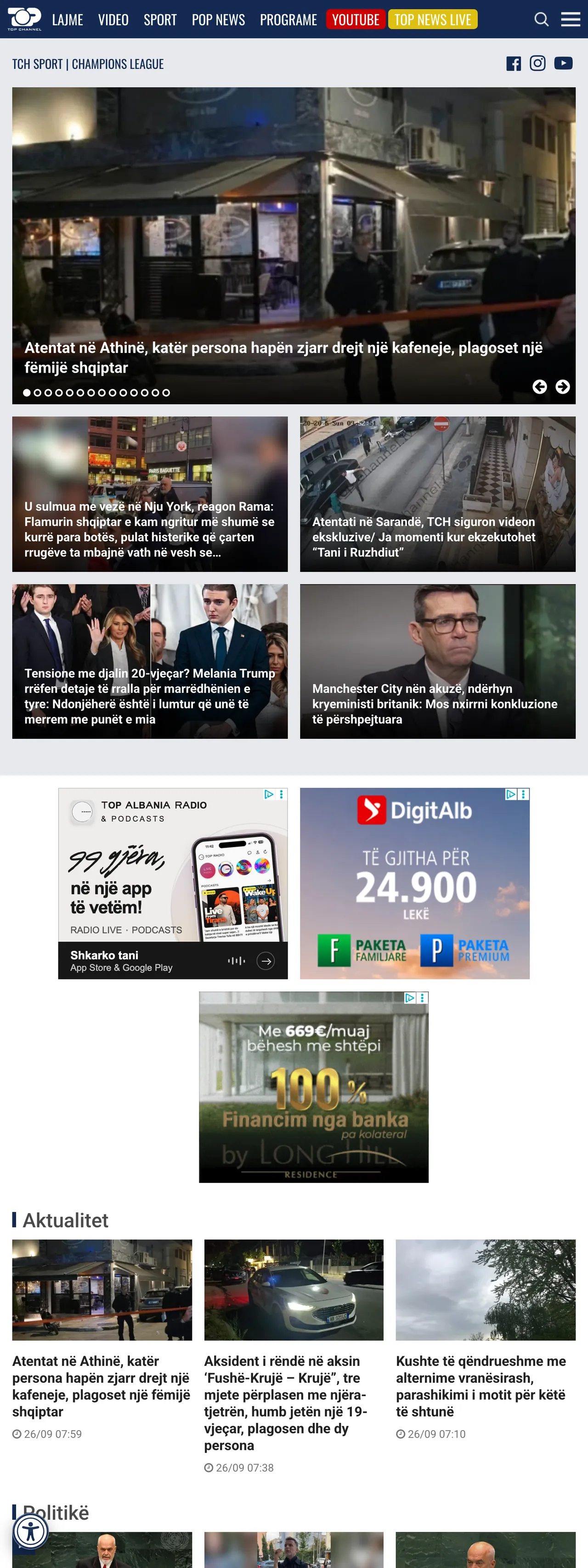 Screenshot of the Top Channel front page