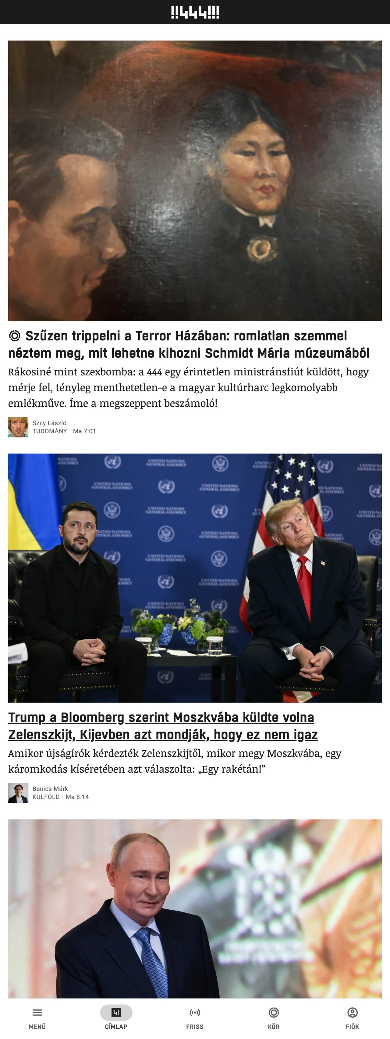 Screenshot of the 444 front page