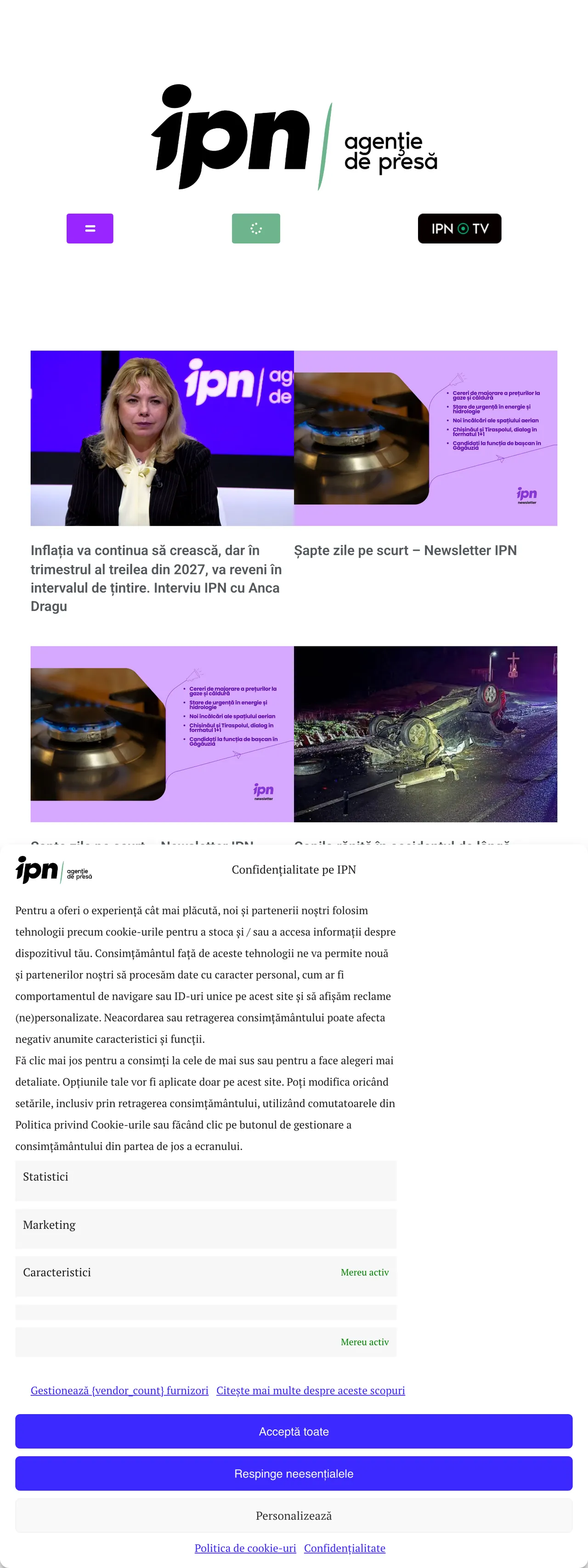 Screenshot of the IPN front page