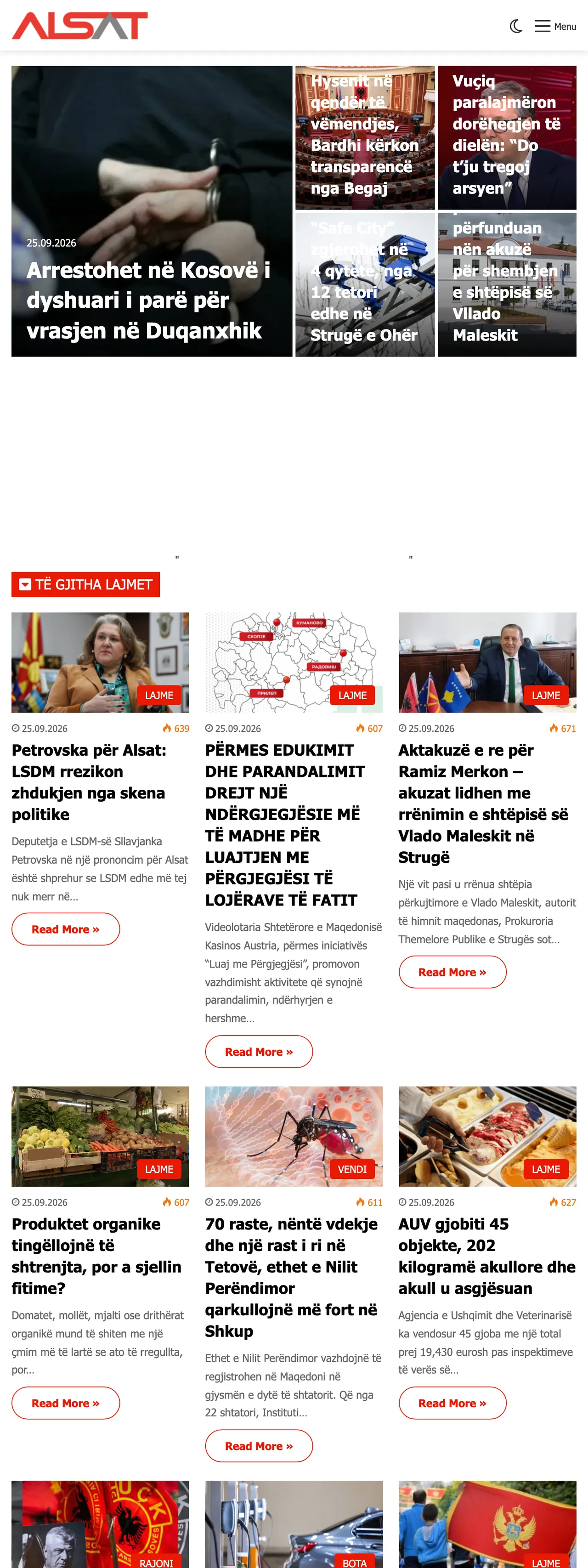 Screenshot of the ALSAT front page