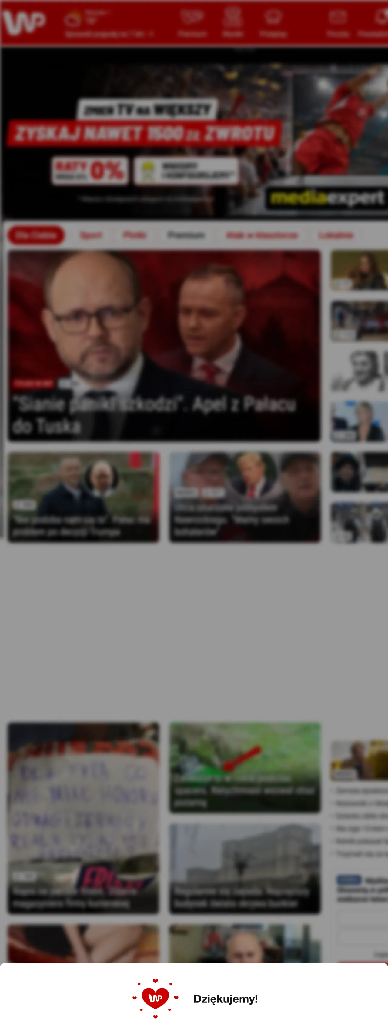 Screenshot of the Wirtualna Polska front page
