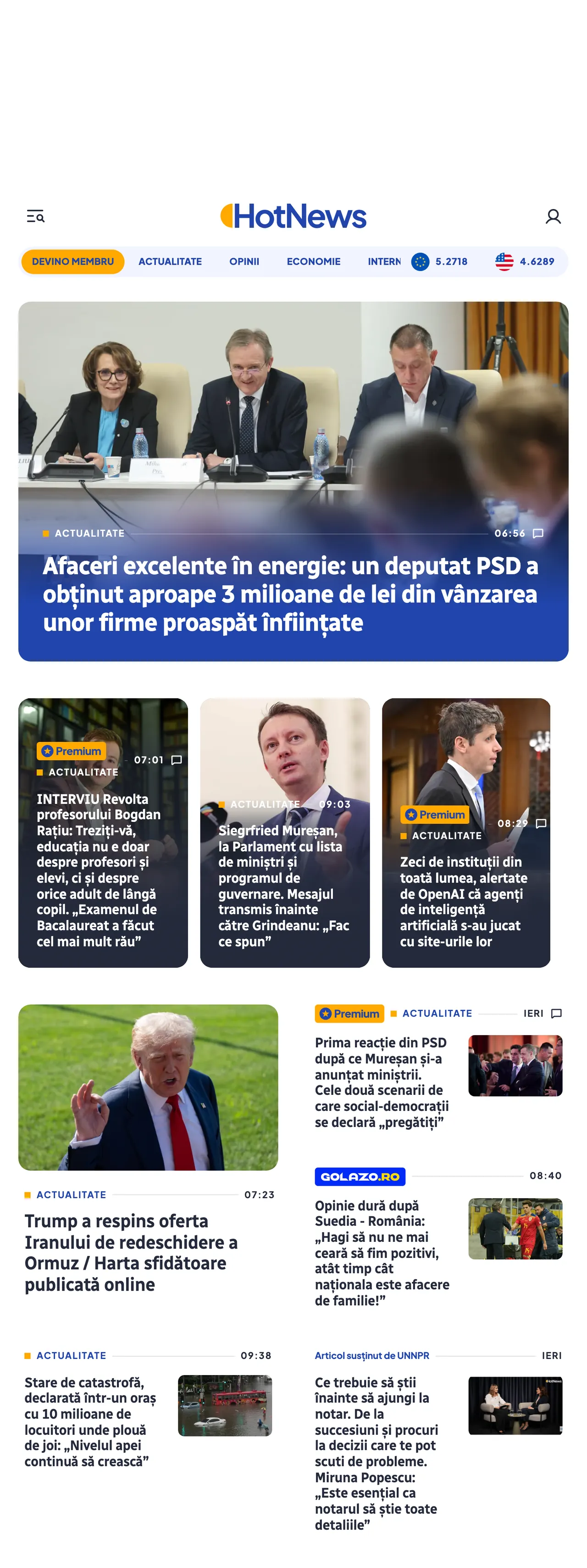 Screenshot of the HotNews.ro front page