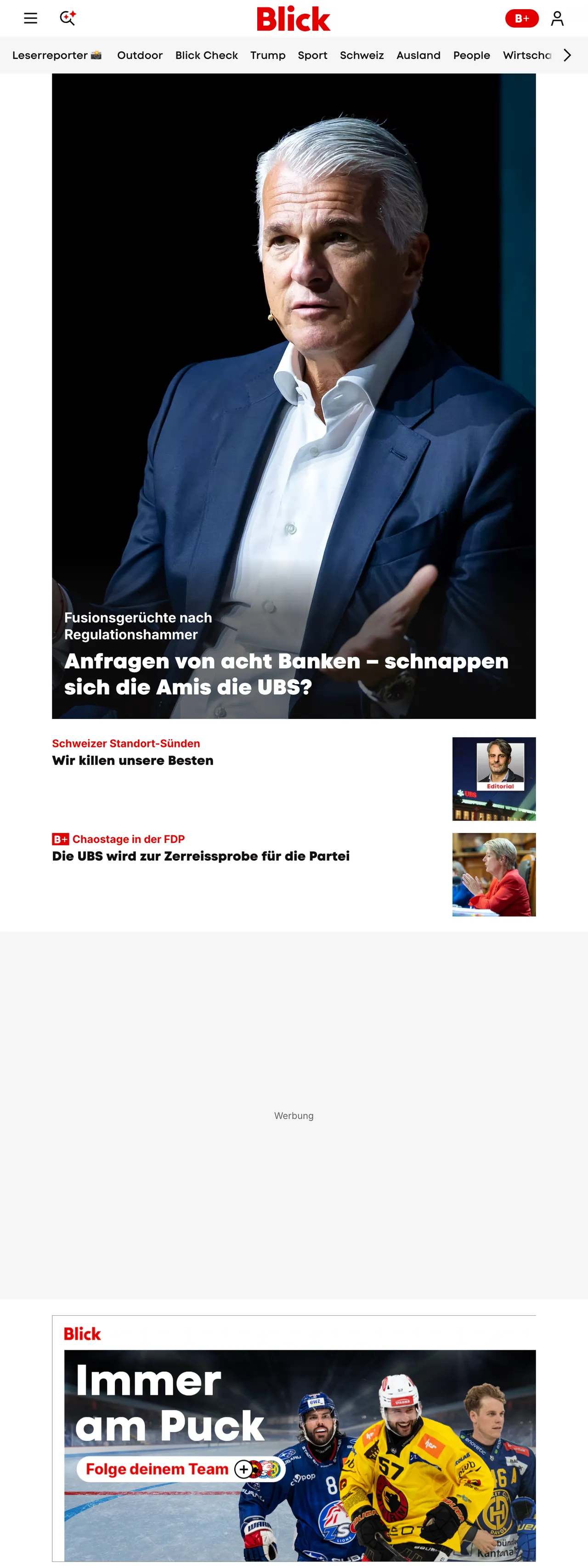 Screenshot of the Blick front page