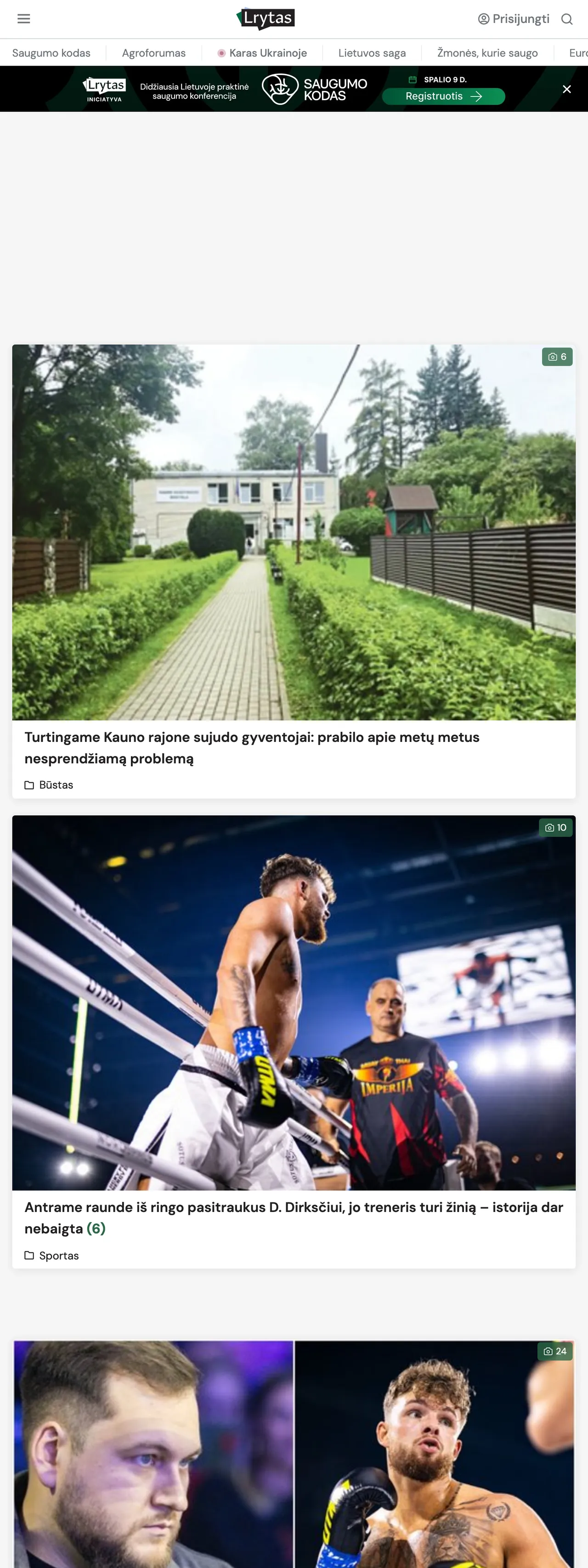 Screenshot of the Lrytas front page
