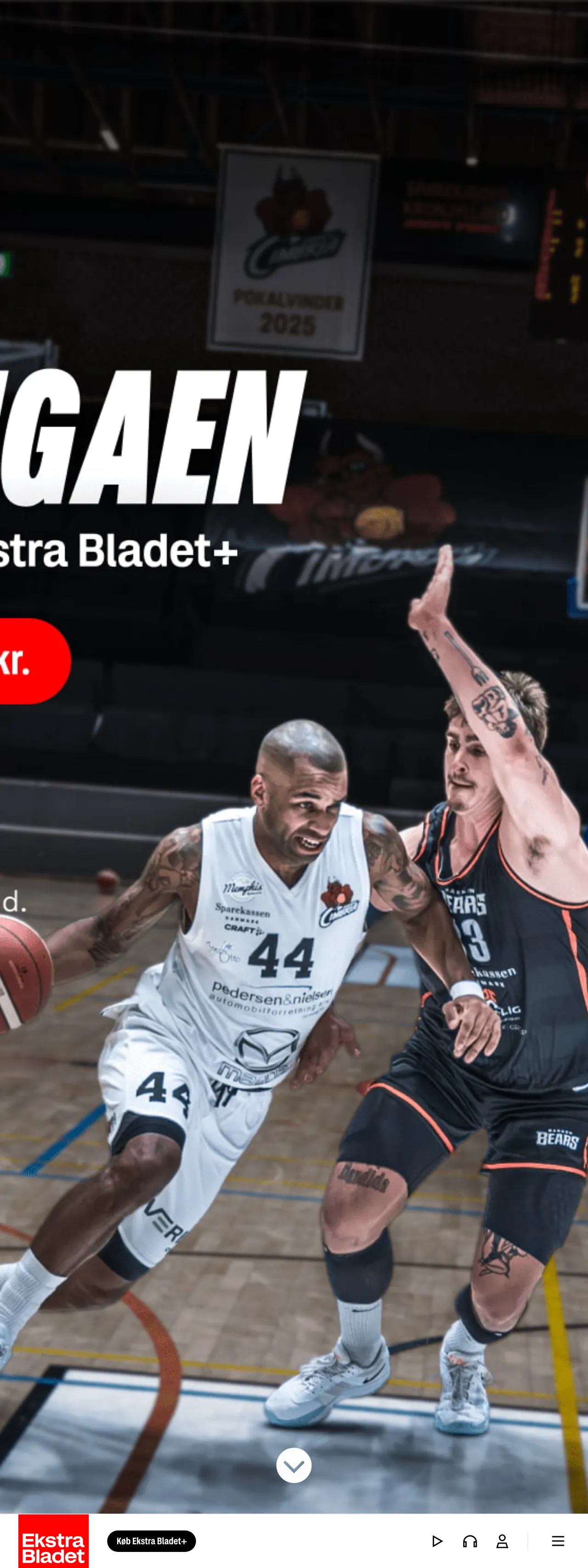 Screenshot of the Ekstra Bladet front page
