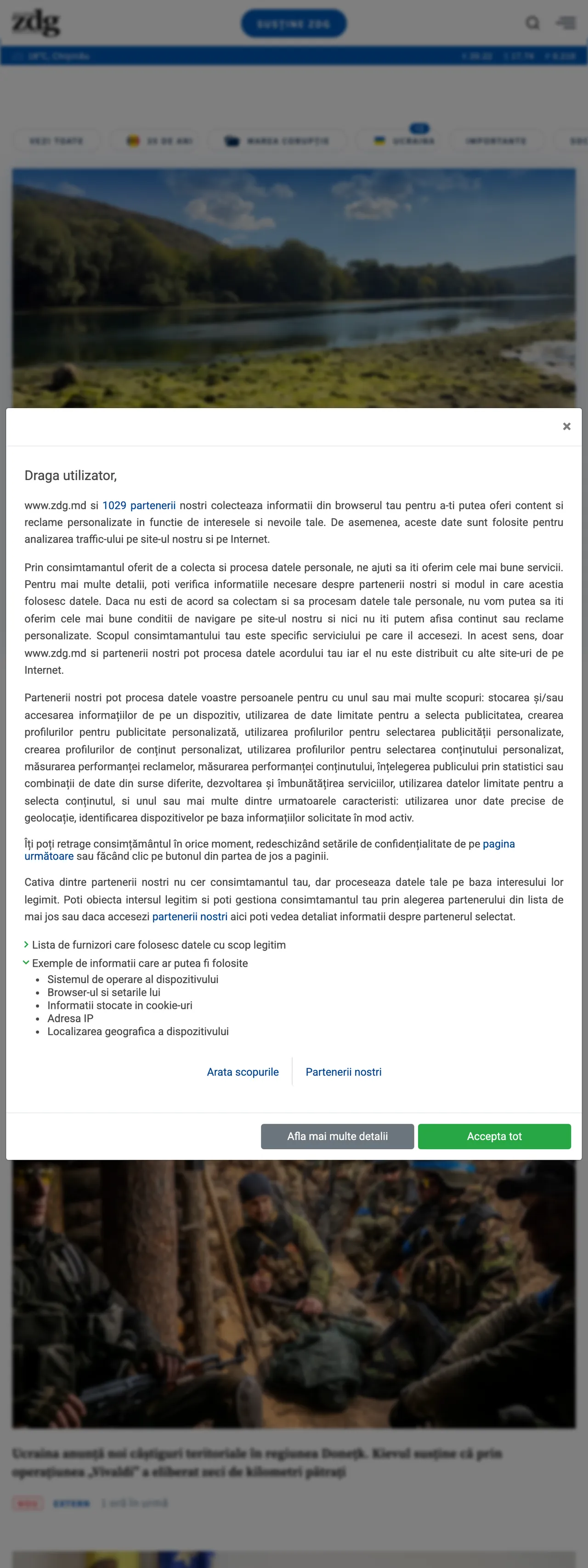 Screenshot of the Ziarul de Gardă front page