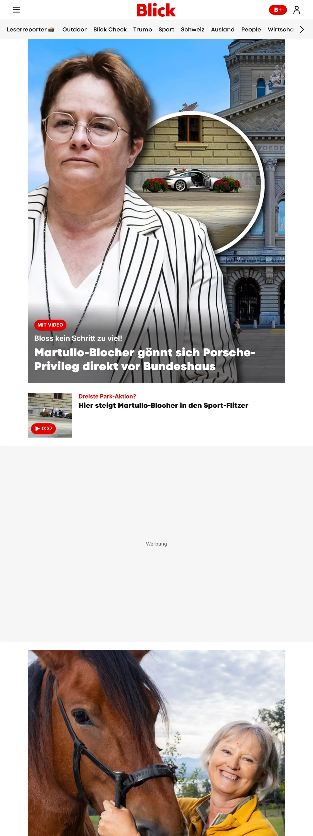 Screenshot of the Blick front page