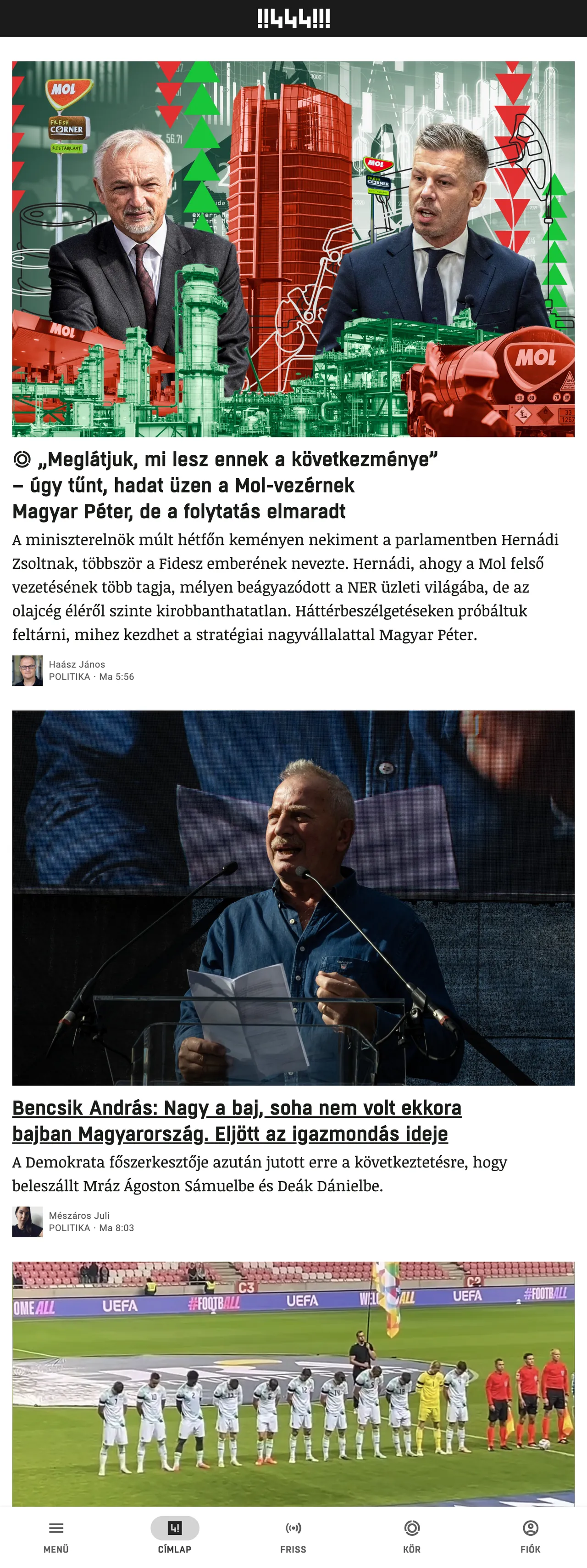 Screenshot of the 444 front page