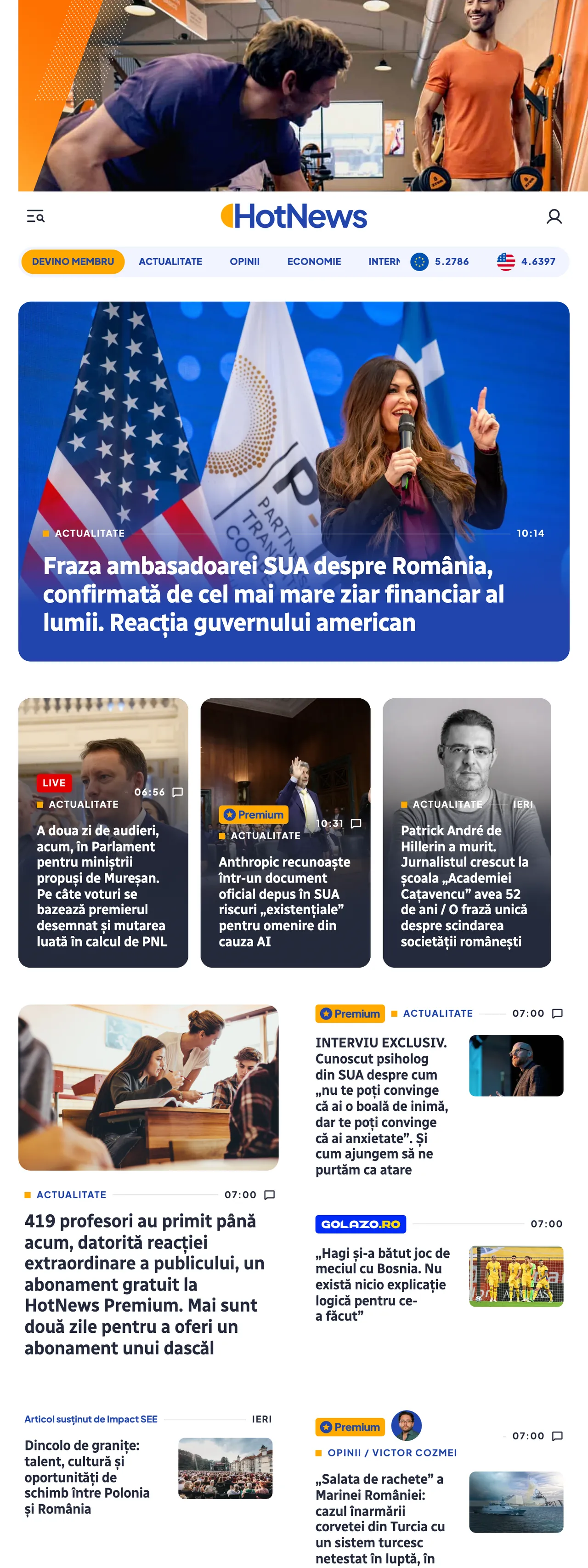Screenshot of the HotNews.ro front page