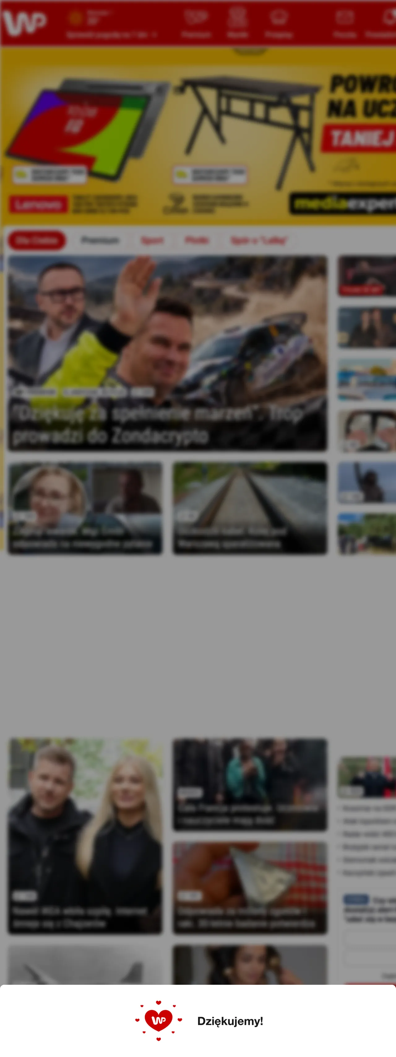 Screenshot of the Wirtualna Polska front page