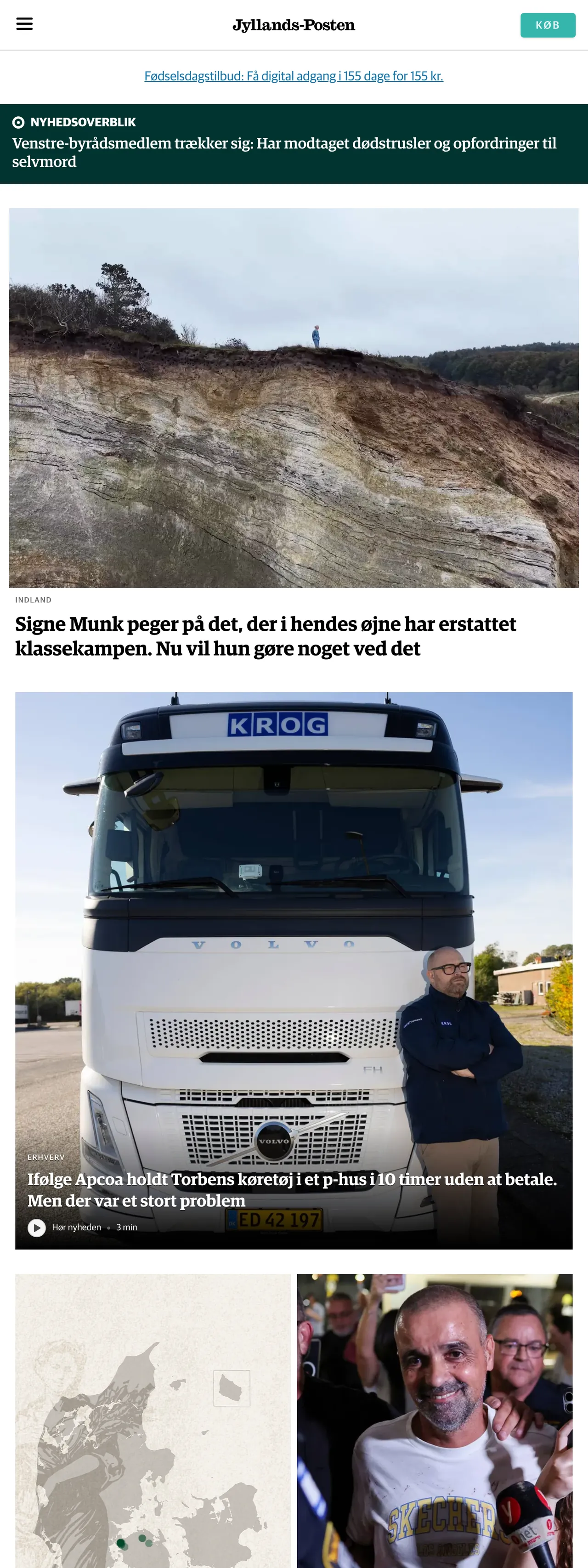 Screenshot of the Jyllands-Posten front page