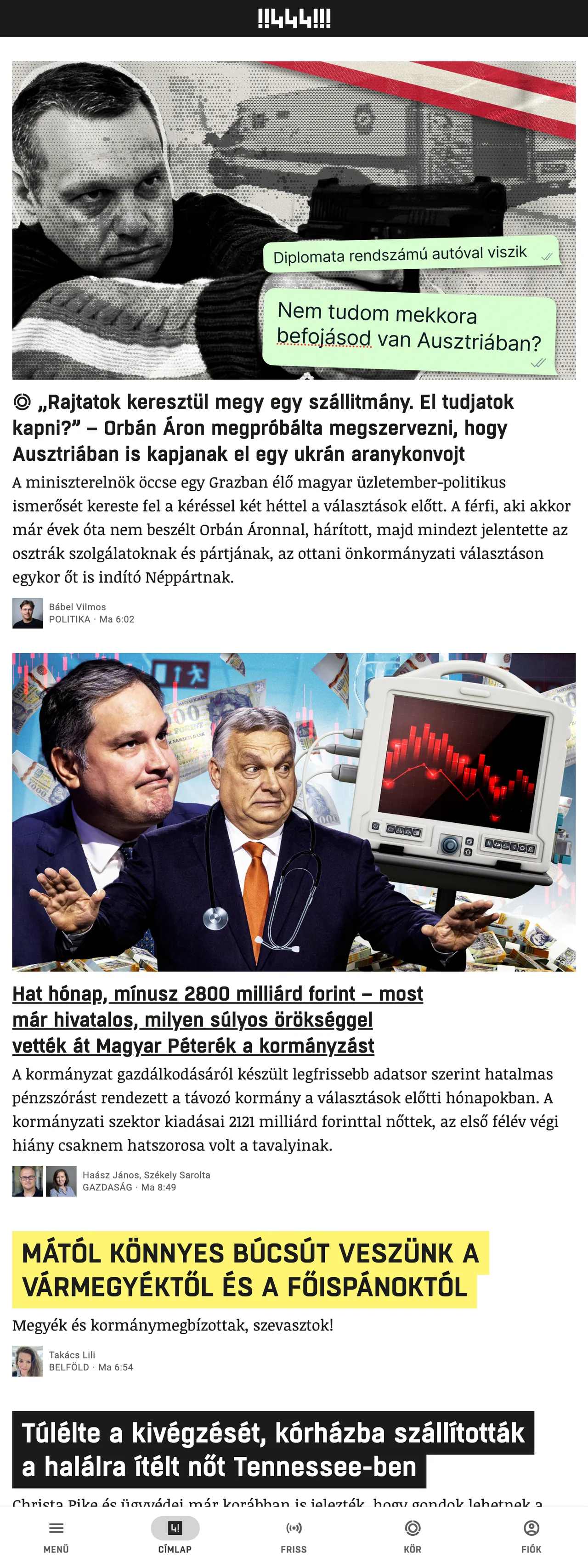 Screenshot of the 444 front page
