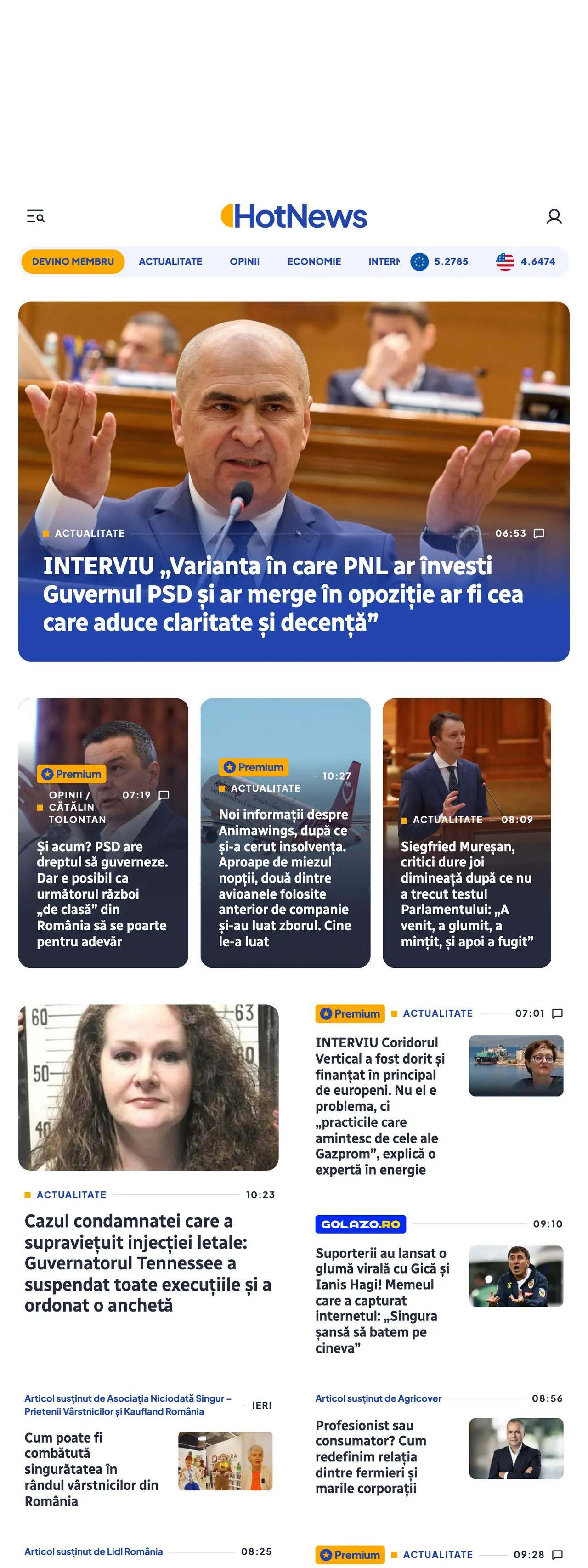 Screenshot of the HotNews.ro front page