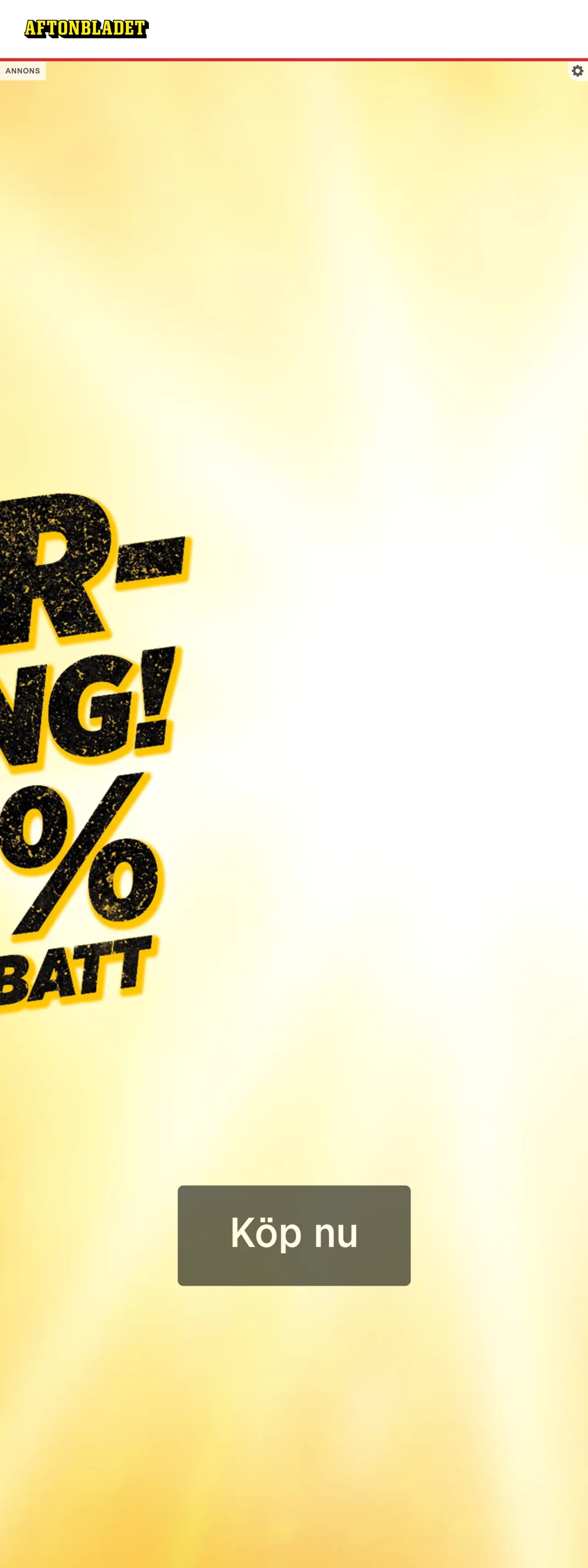 Screenshot of the Aftonbladet front page
