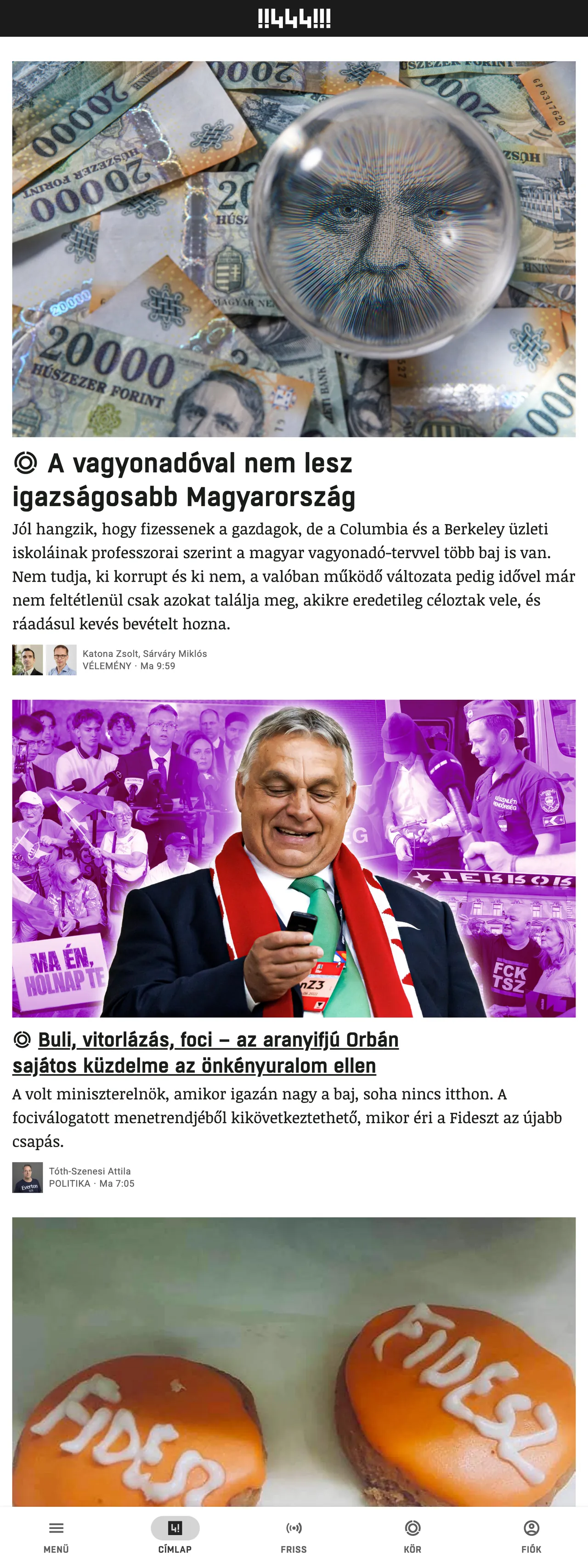 Screenshot of the 444 front page