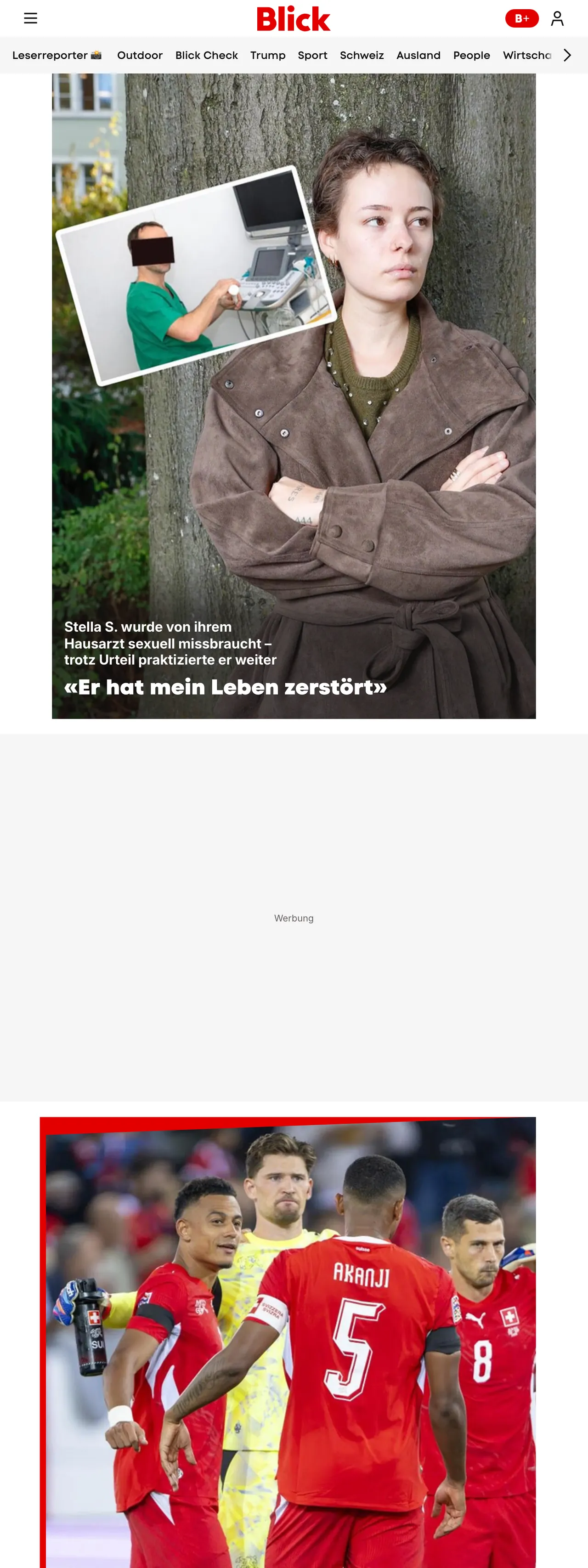 Screenshot of the Blick front page
