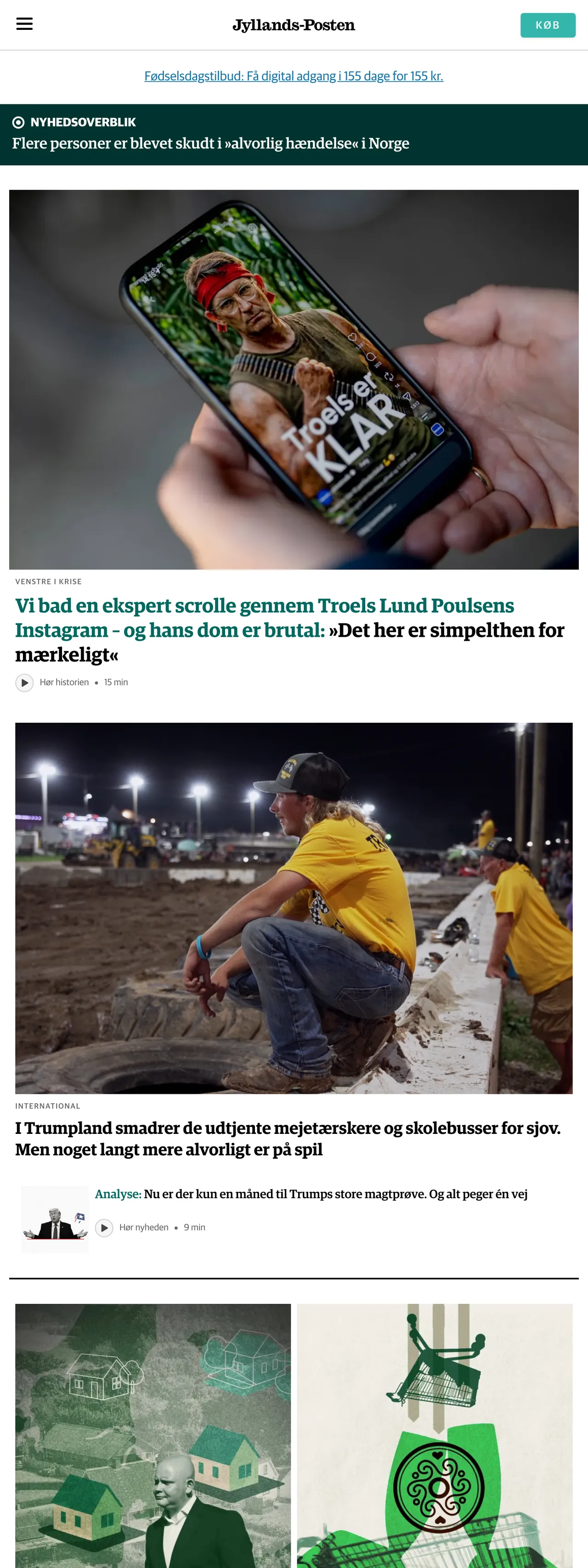 Screenshot of the Jyllands-Posten front page